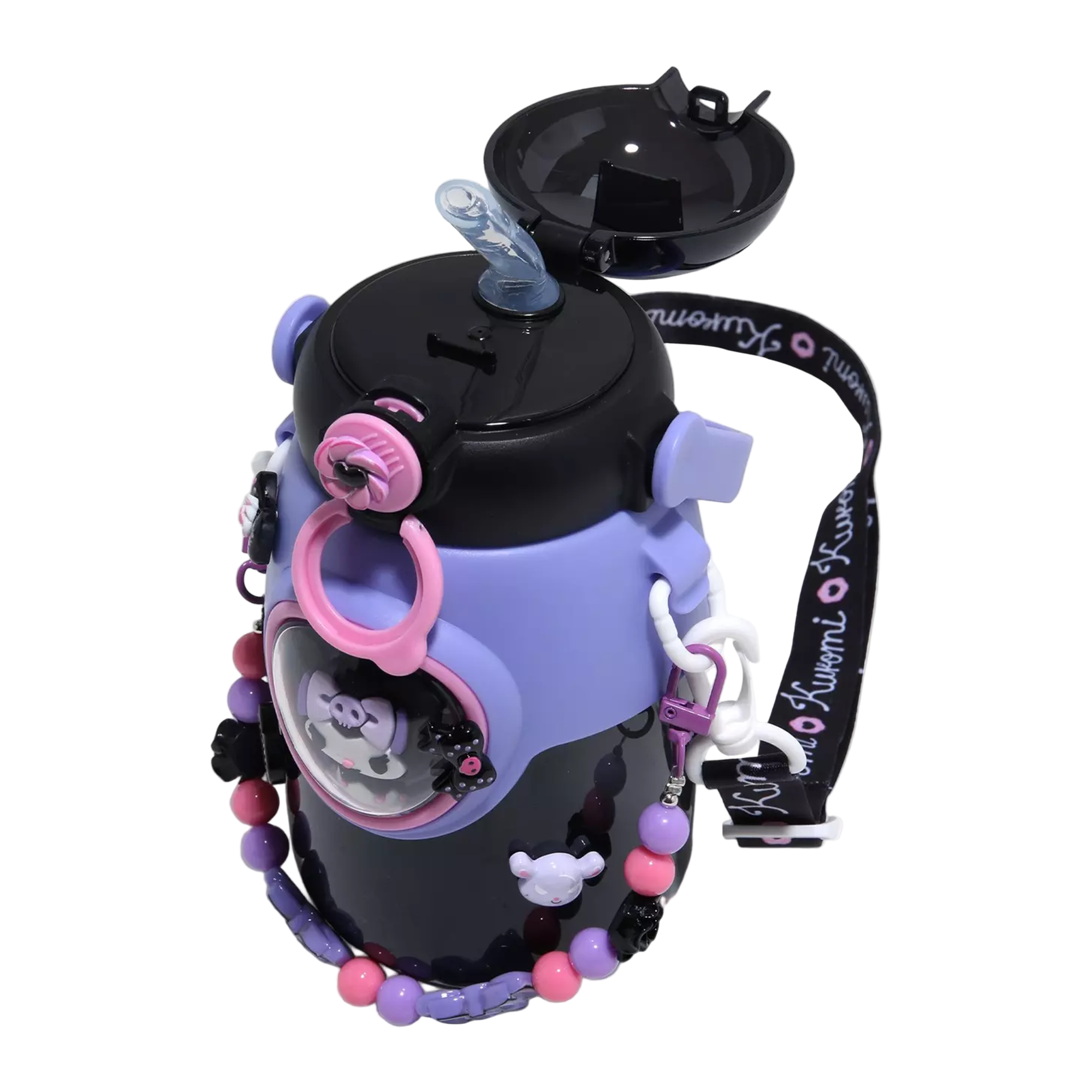 Kuromi Travel Water Bottle With Lanyard - Image 2