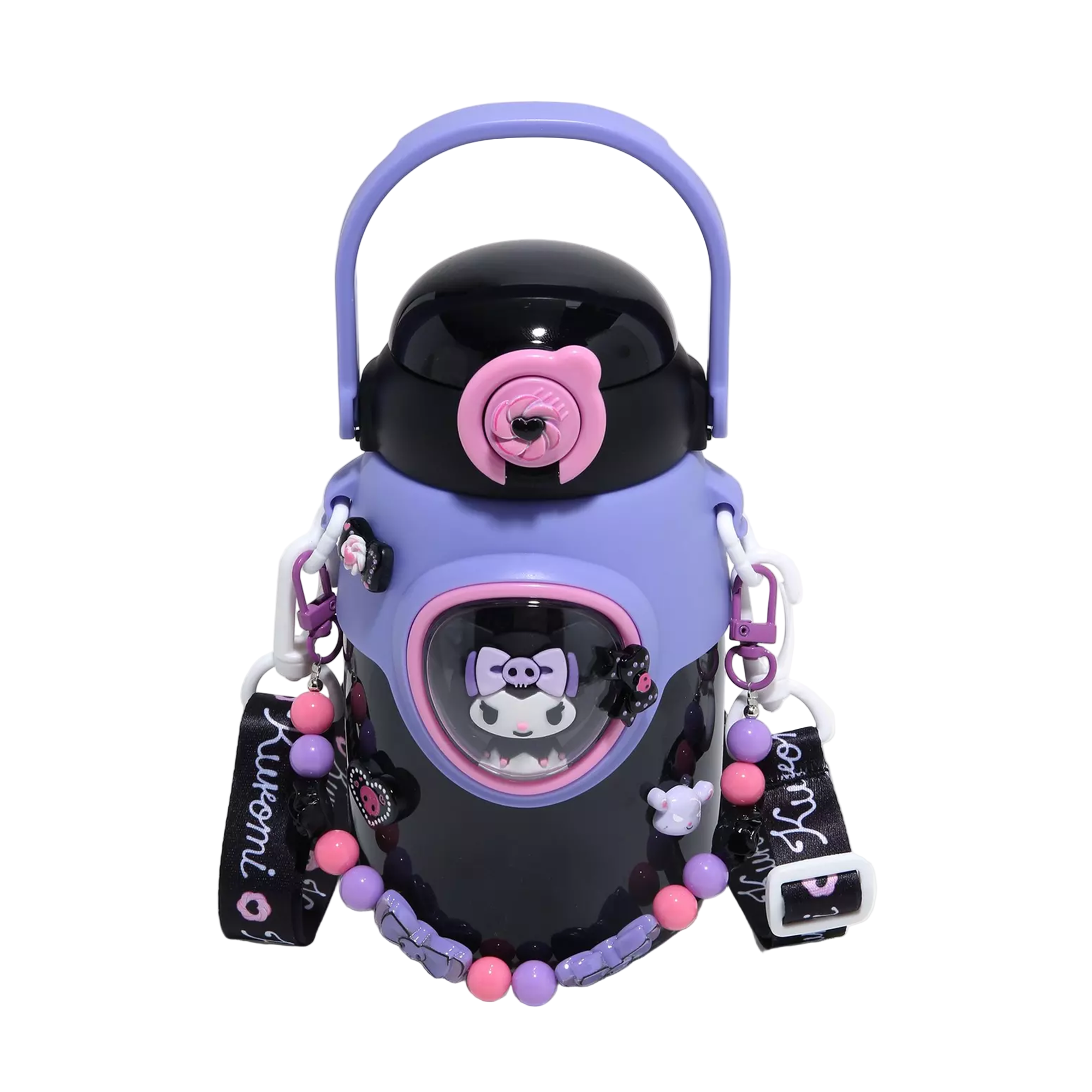 Kuromi Travel Water Bottle With Lanyard