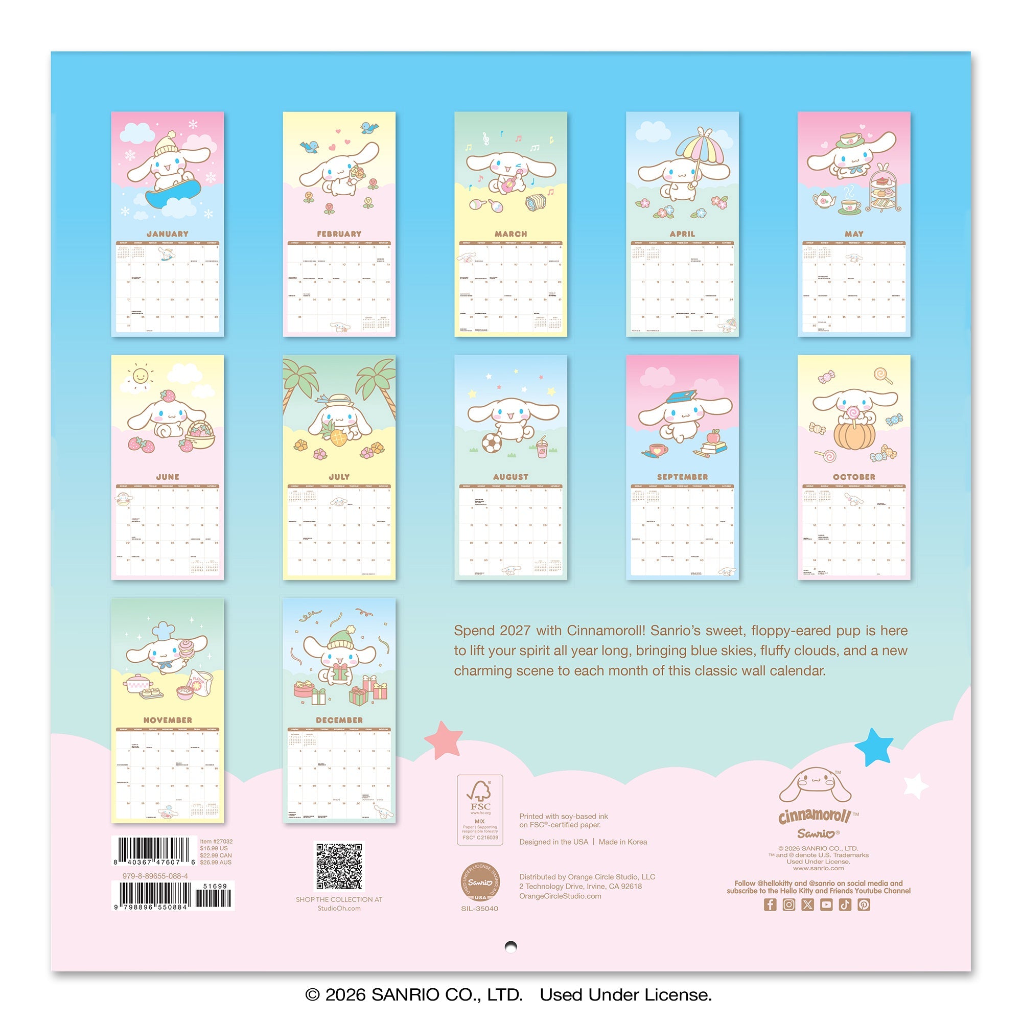 Cinnamoroll 2027 Classic Wall Calendar - Image 7