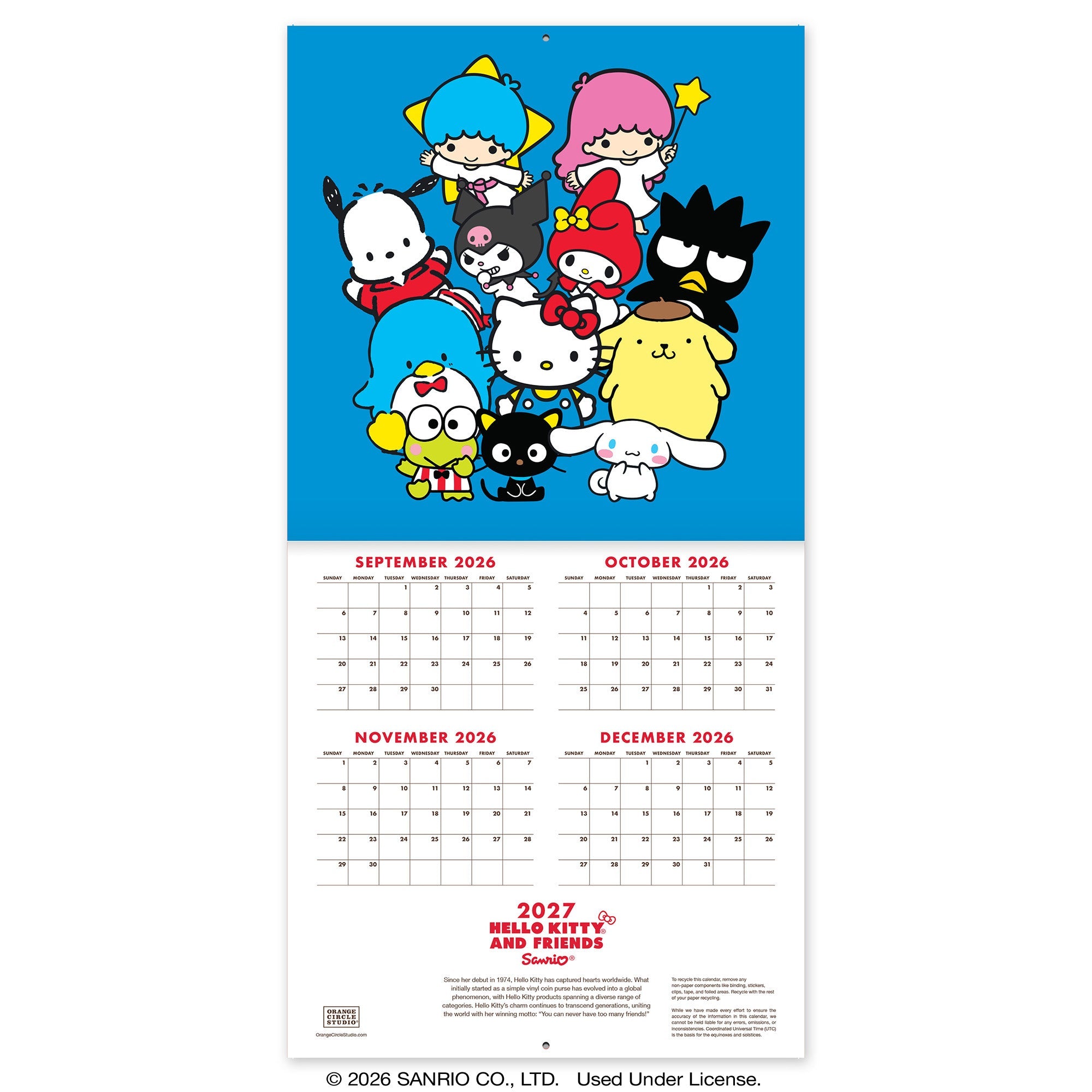 Hello Kitty and Friends 2027 Petite Retro Wall Calendar - Image 7
