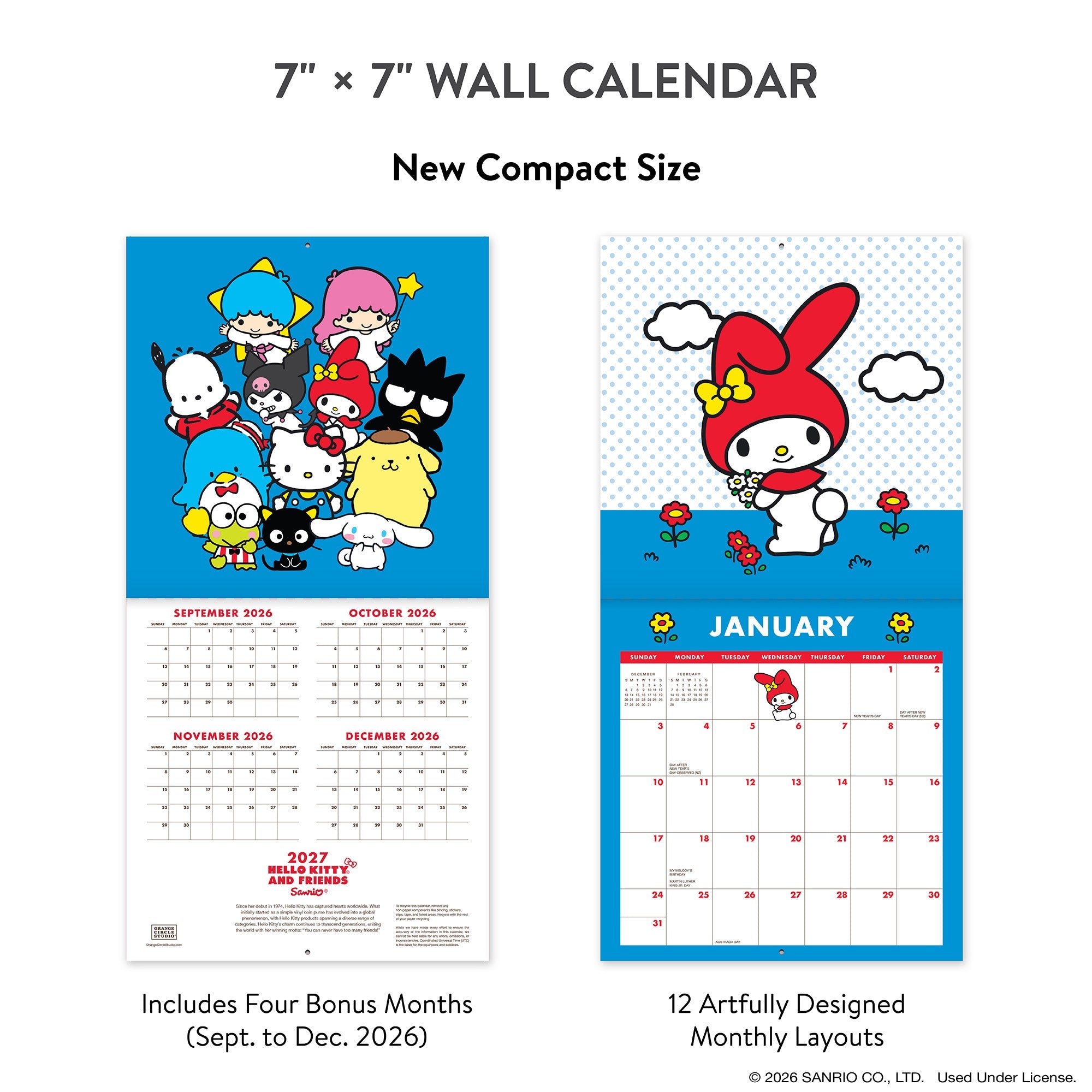 Hello Kitty and Friends 2027 Petite Retro Wall Calendar - Image 6