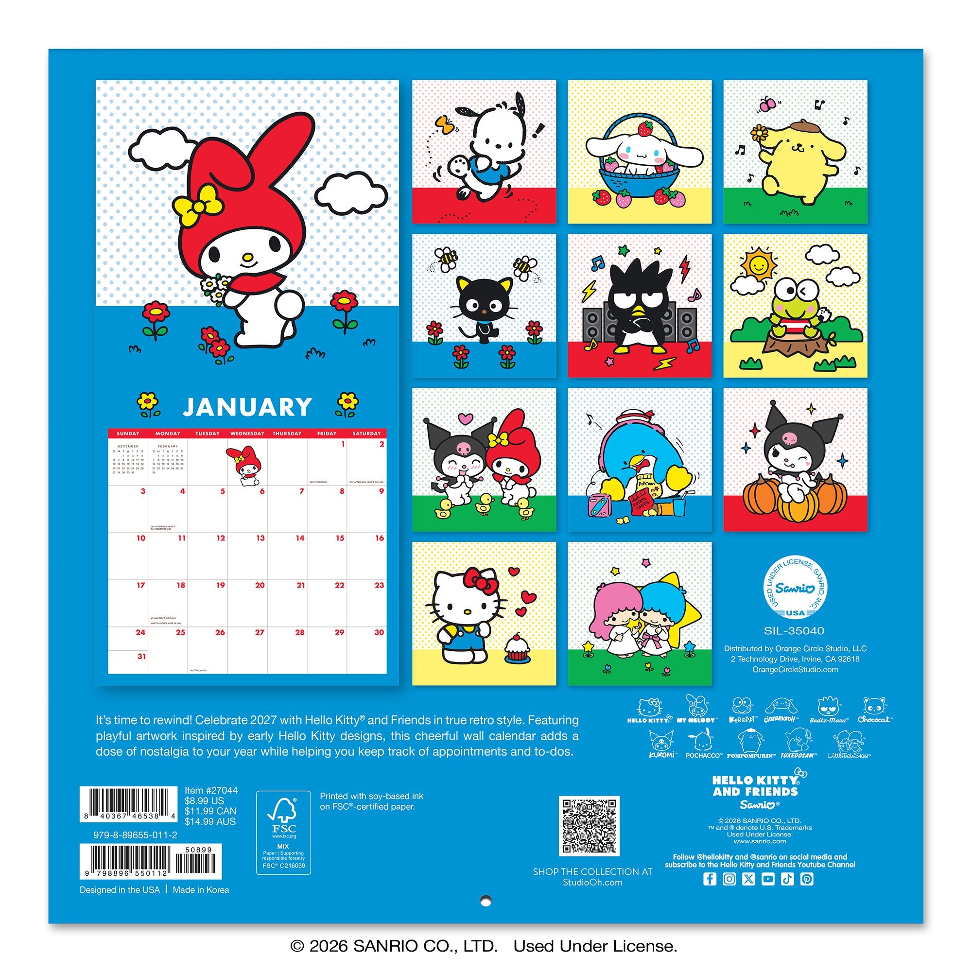 Hello Kitty and Friends 2027 Petite Retro Wall Calendar - Image 8