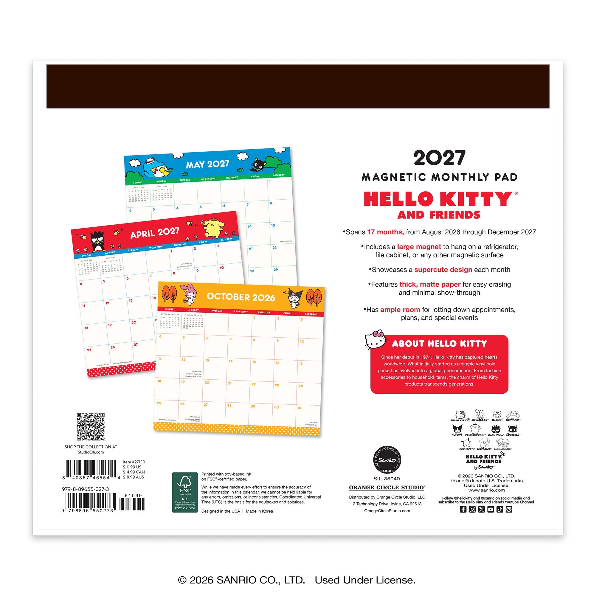 Hello Kitty and Friends 2027 Retro Magnetic Monthly Pad - Image 8