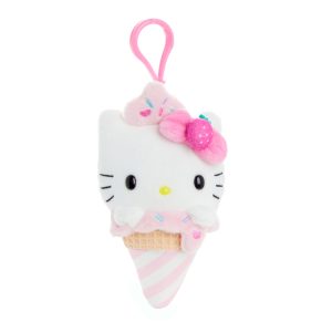 Hello Kitty Strawberry Plush Mascot Clip (Ice Cream Treat Series)