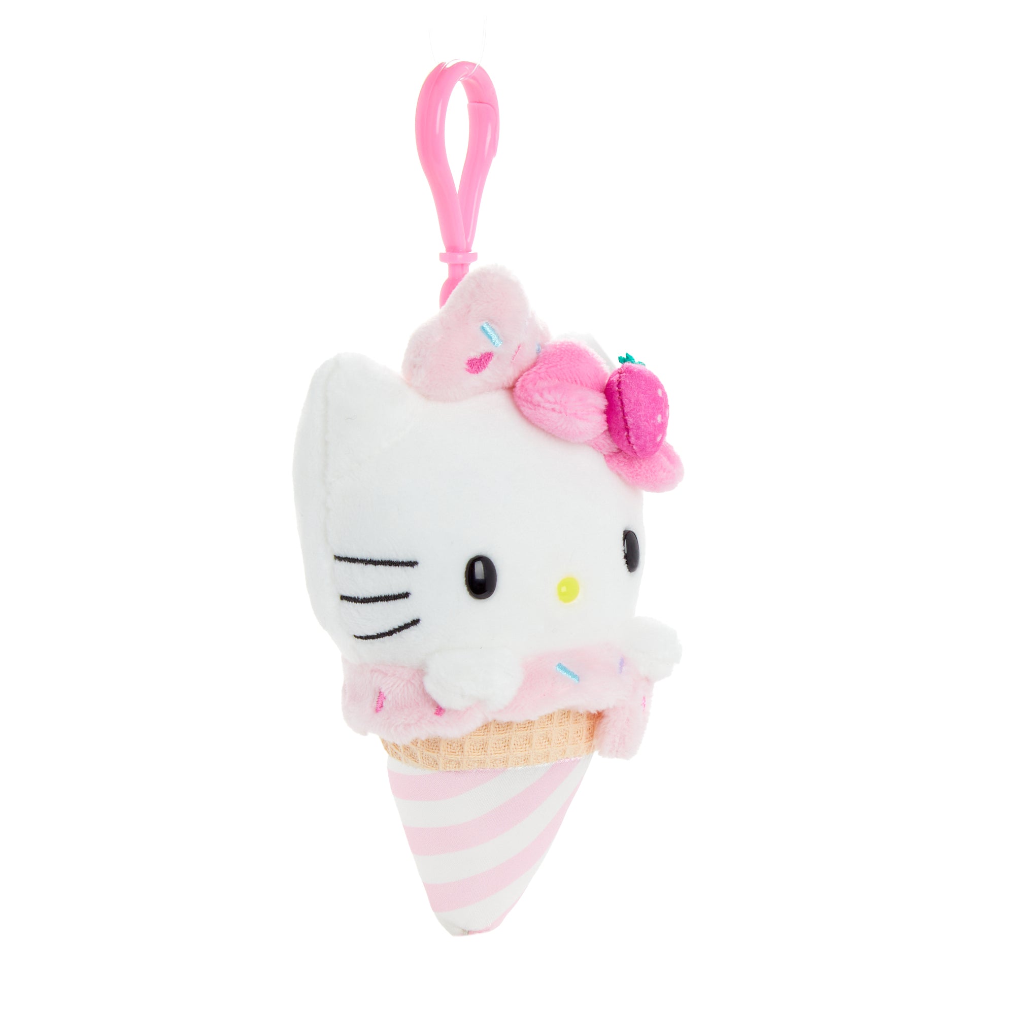 Hello Kitty Strawberry Plush Mascot Clip (Ice Cream Treat Series) - Image 2