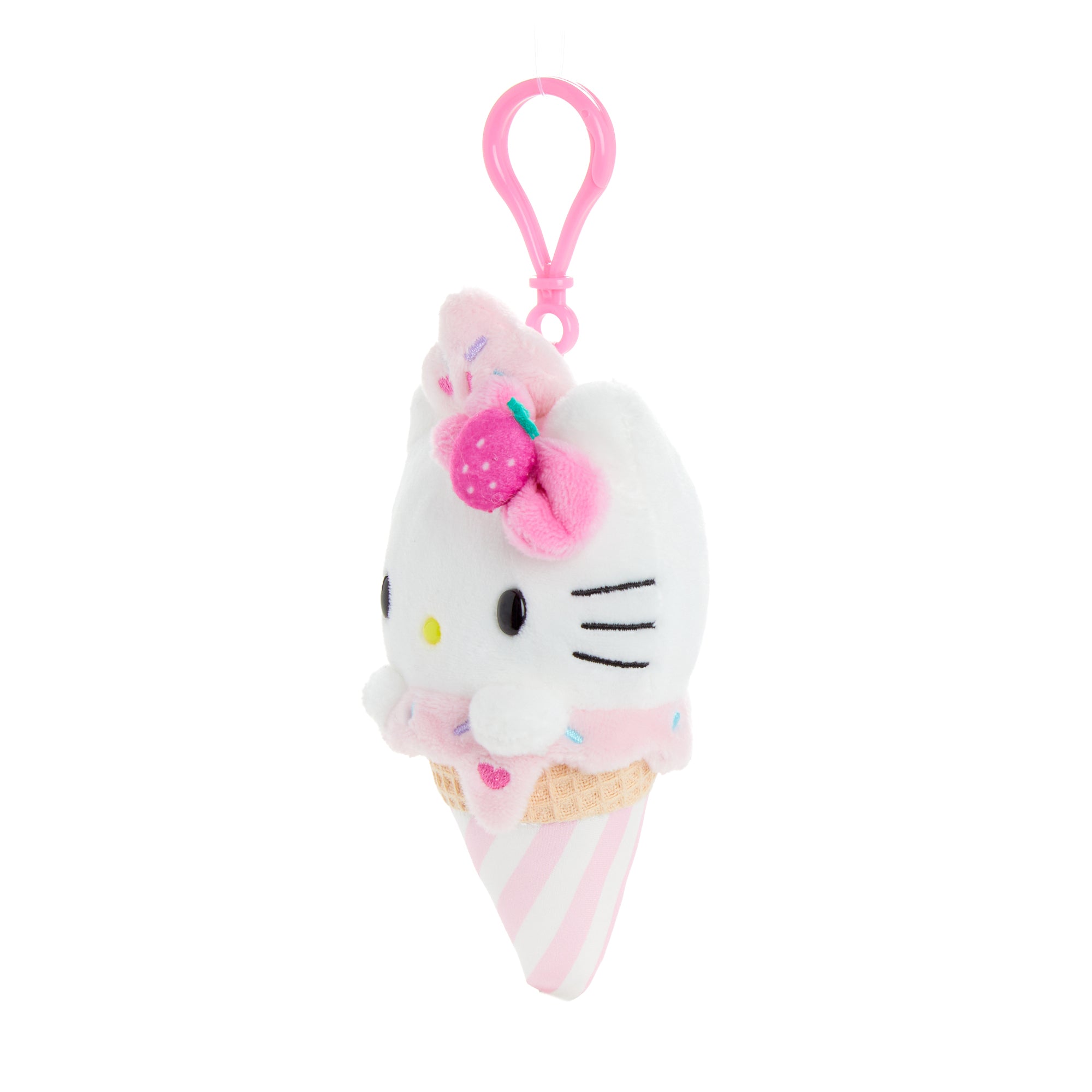 Hello Kitty Strawberry Plush Mascot Clip (Ice Cream Treat Series) - Image 3