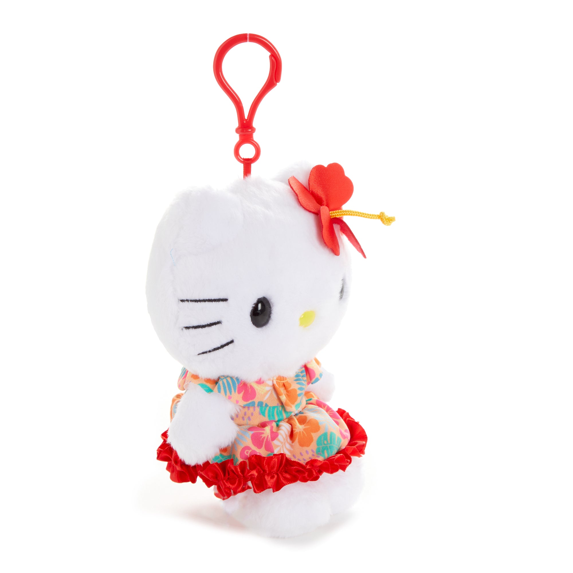 Hello Kitty White Plush Mascot Clip (Island Hibiscus Series) - Image 3