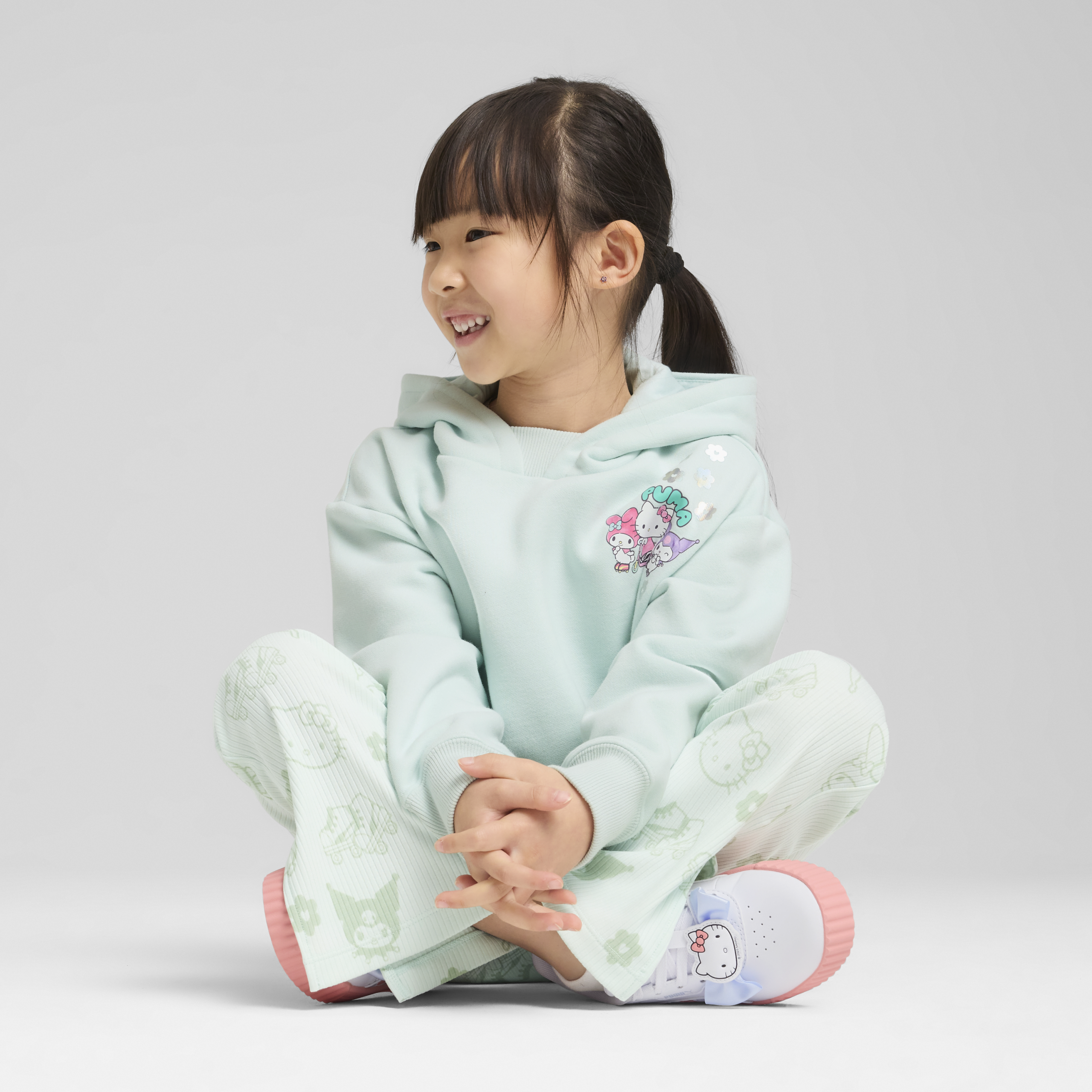 Hello Kitty and Friends x PUMA Kids Relaxed Cropped Graphic Hoodie (Peaceful Blue) - Image 2