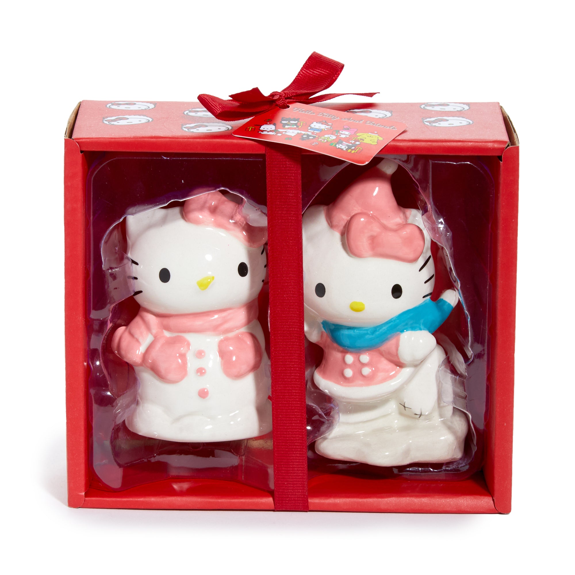 Hello Kitty Ceramic Holiday Salt & Pepper Set (Snow Play) - Image 2
