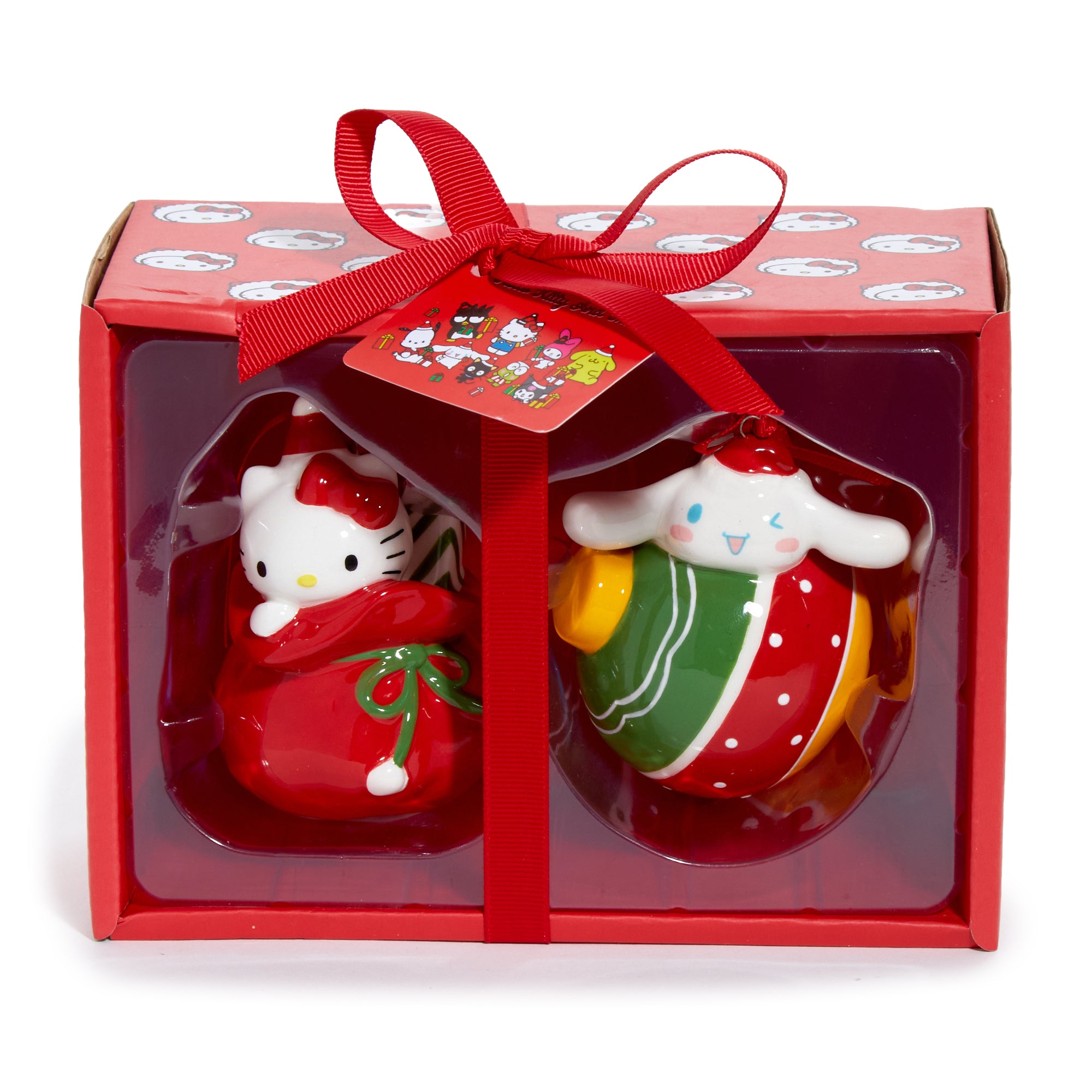 Hello Kitty and Cinnamoroll 2-pc Holiday Ceramic Ornament Set (Red) - Image 2