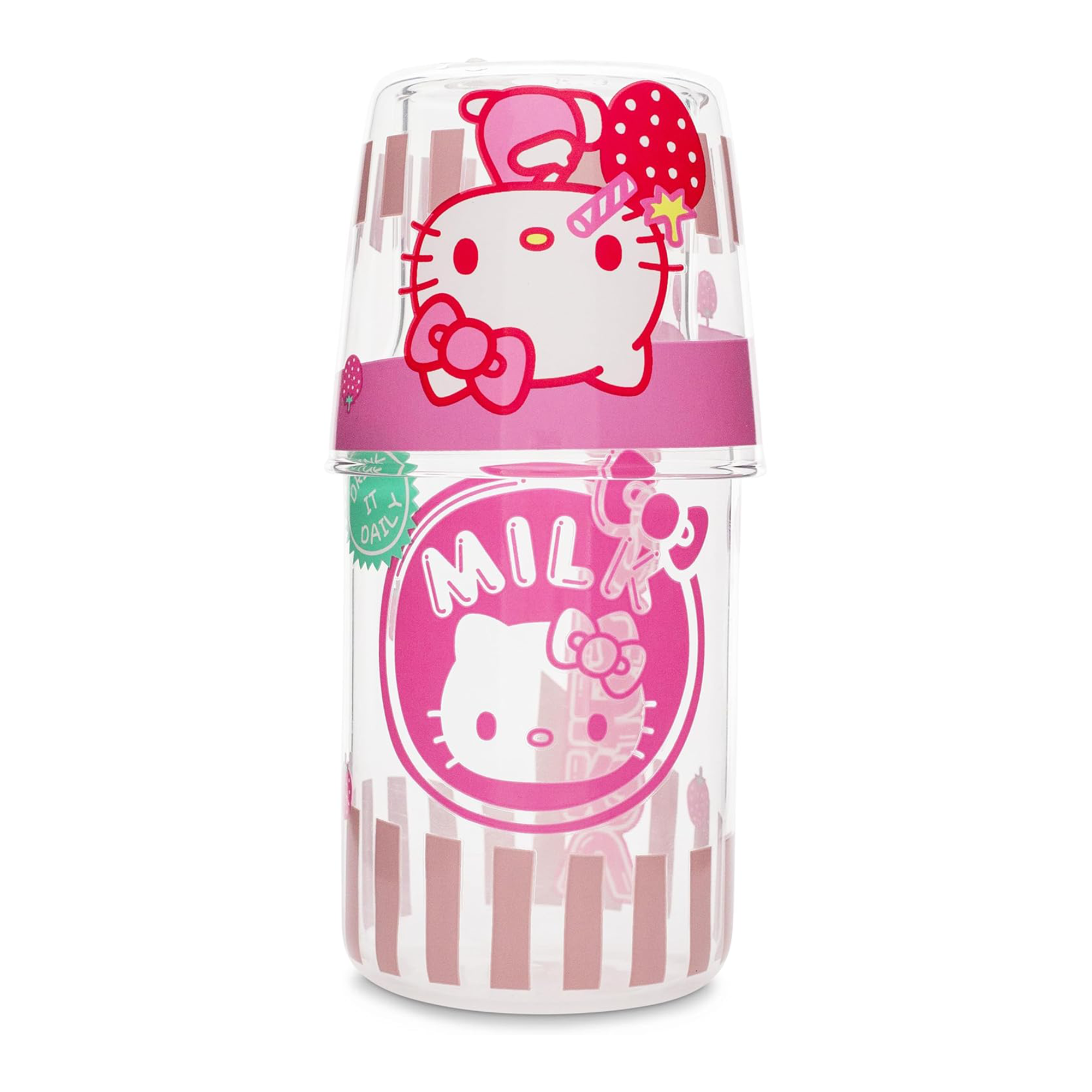 Hello Kitty Glass Carafe and Cup Set (Strawberry Milk) - Image 4