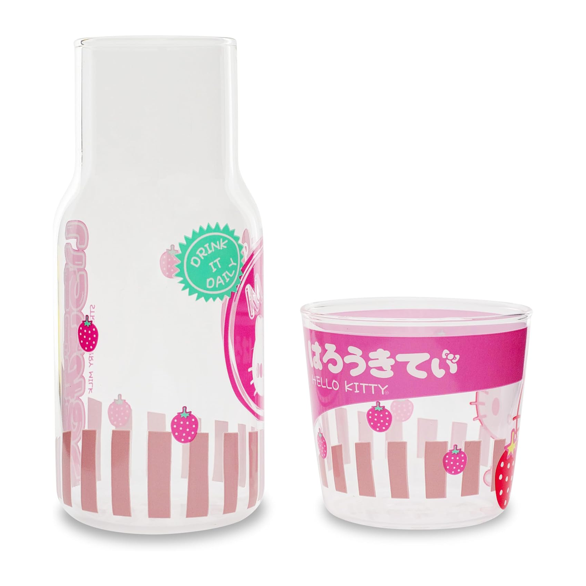 Hello Kitty Glass Carafe and Cup Set (Strawberry Milk) - Image 7