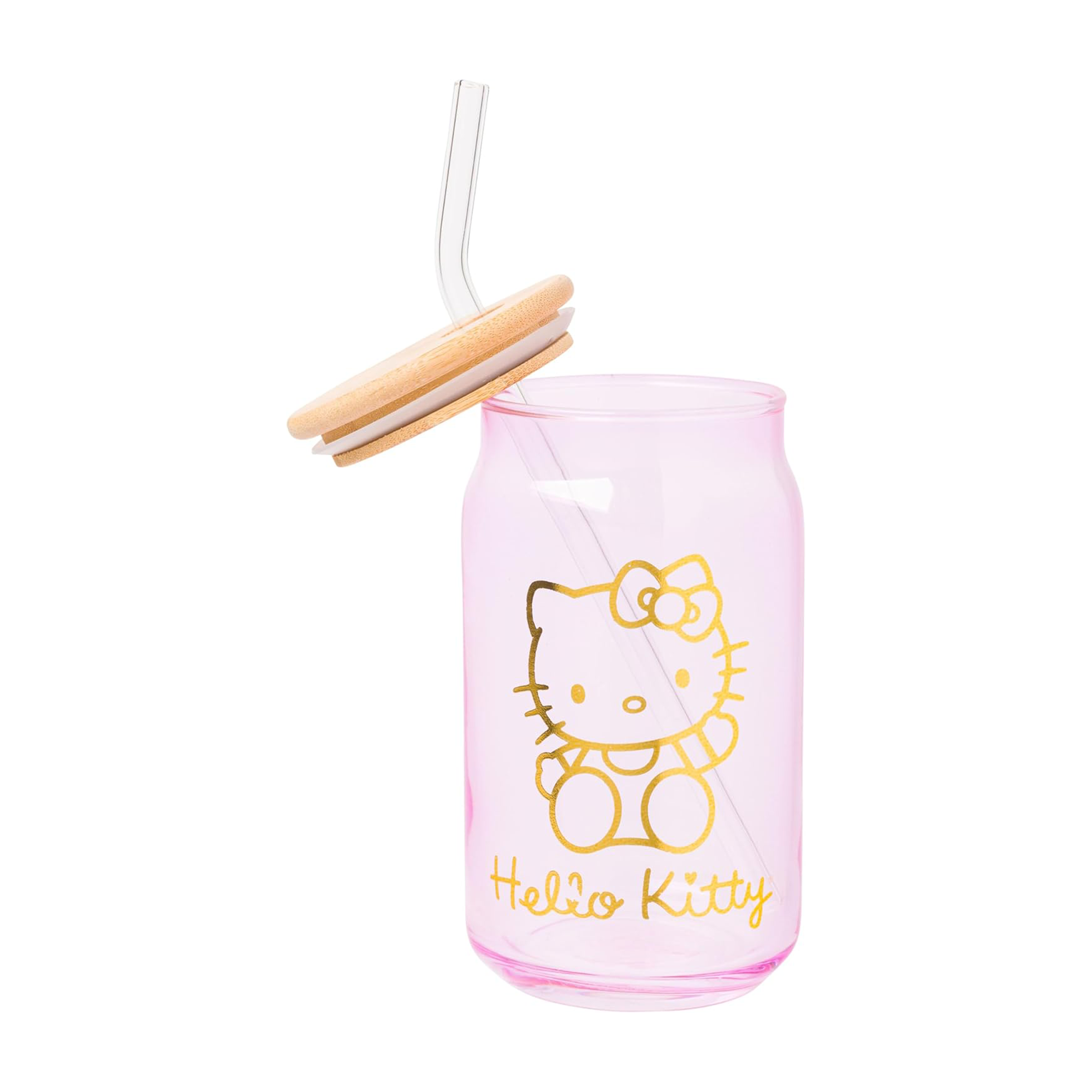 Hello Kitty Pink Glass Jar Tumblers with Bamboo Lid (Set of 2) - Image 4