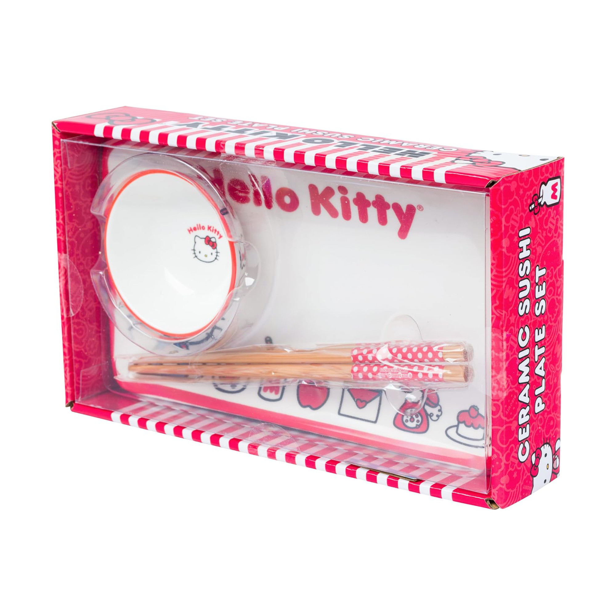 Hello Kitty Ceramic 3-pc Sushi Set (Classic Milk Bottle) - Image 2