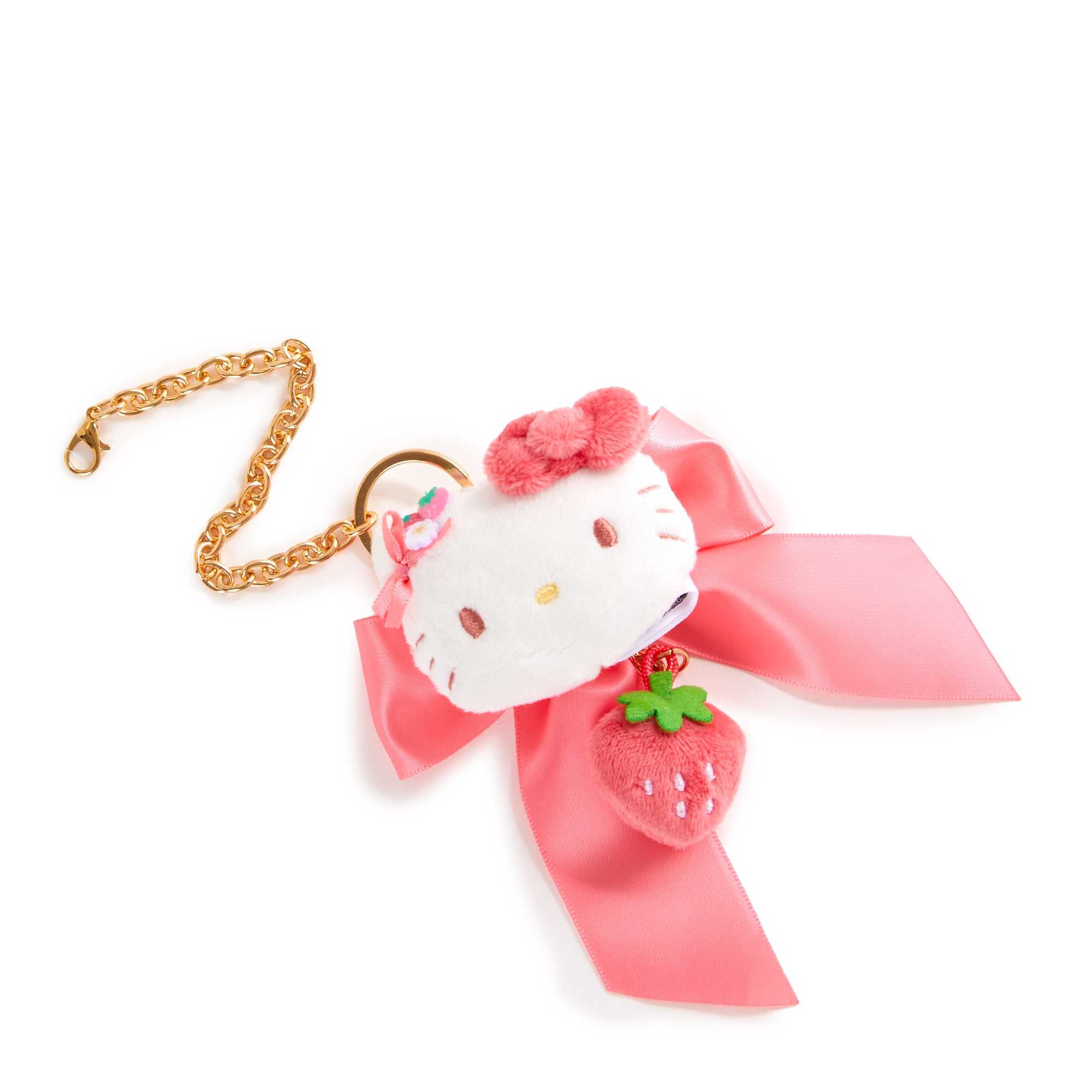 Hello Kitty Plush Bag Charm (Strawberry News 50th Anniversary) - Image 2