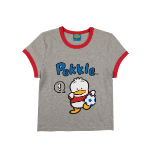Pekkle x Dumbgood Grey Ringer Baby Tee (SMALL ONLY)