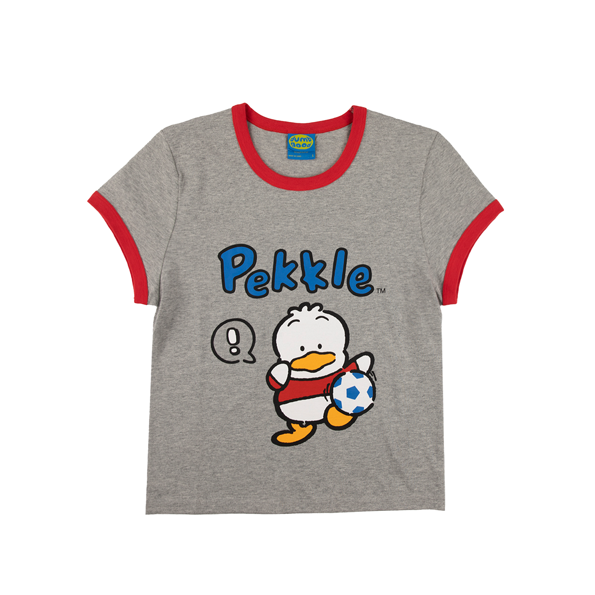 Pekkle x Dumbgood Grey Ringer Baby Tee (SMALL ONLY)