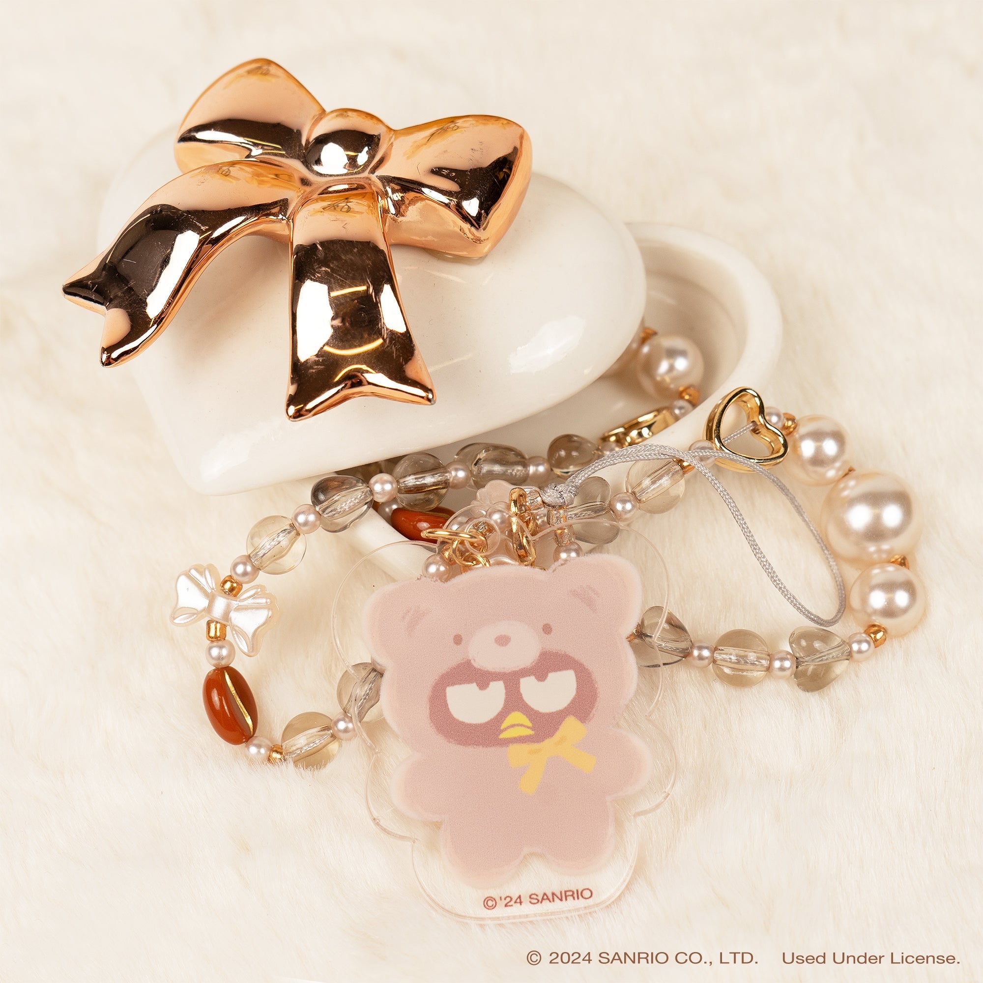 Badtz-maru Latte Bear Beaded Charm Mobile Phone Wrist Strap - Image 2
