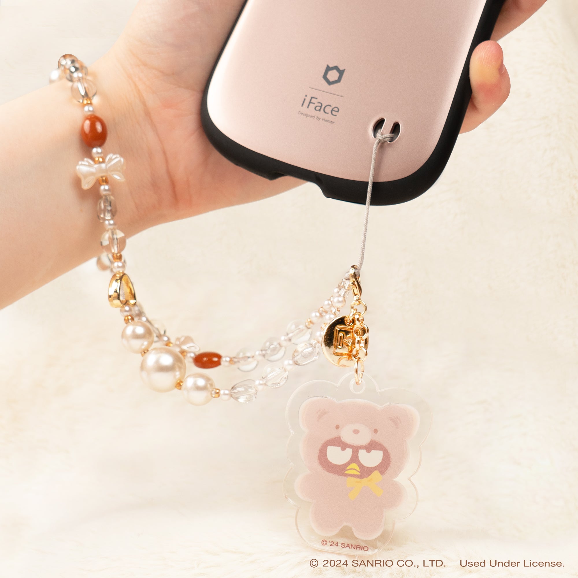 Badtz-maru Latte Bear Beaded Charm Mobile Phone Wrist Strap - Image 3