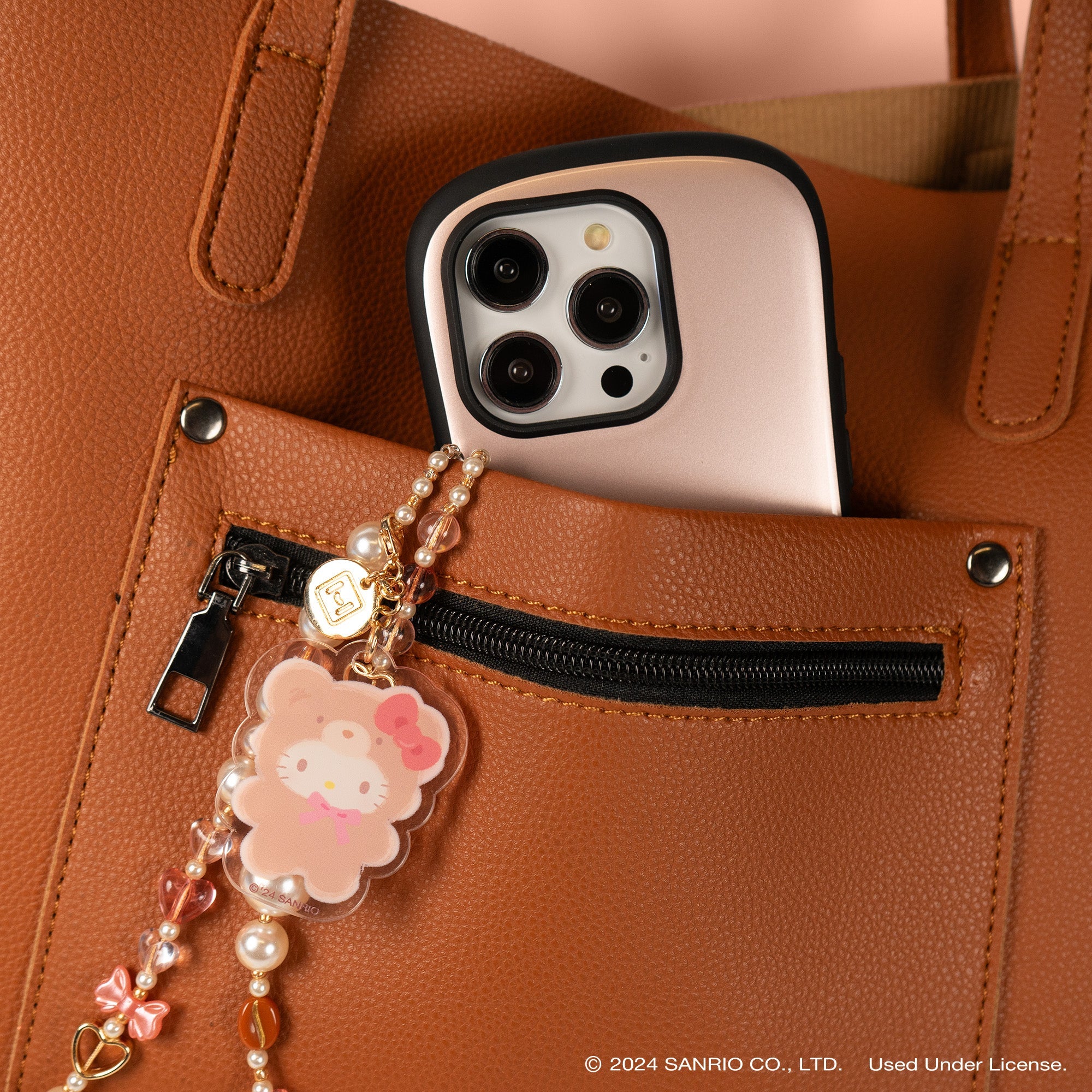 Hello Kitty Latte Bear Beaded Charm Mobile Phone Wrist Strap - Image 4