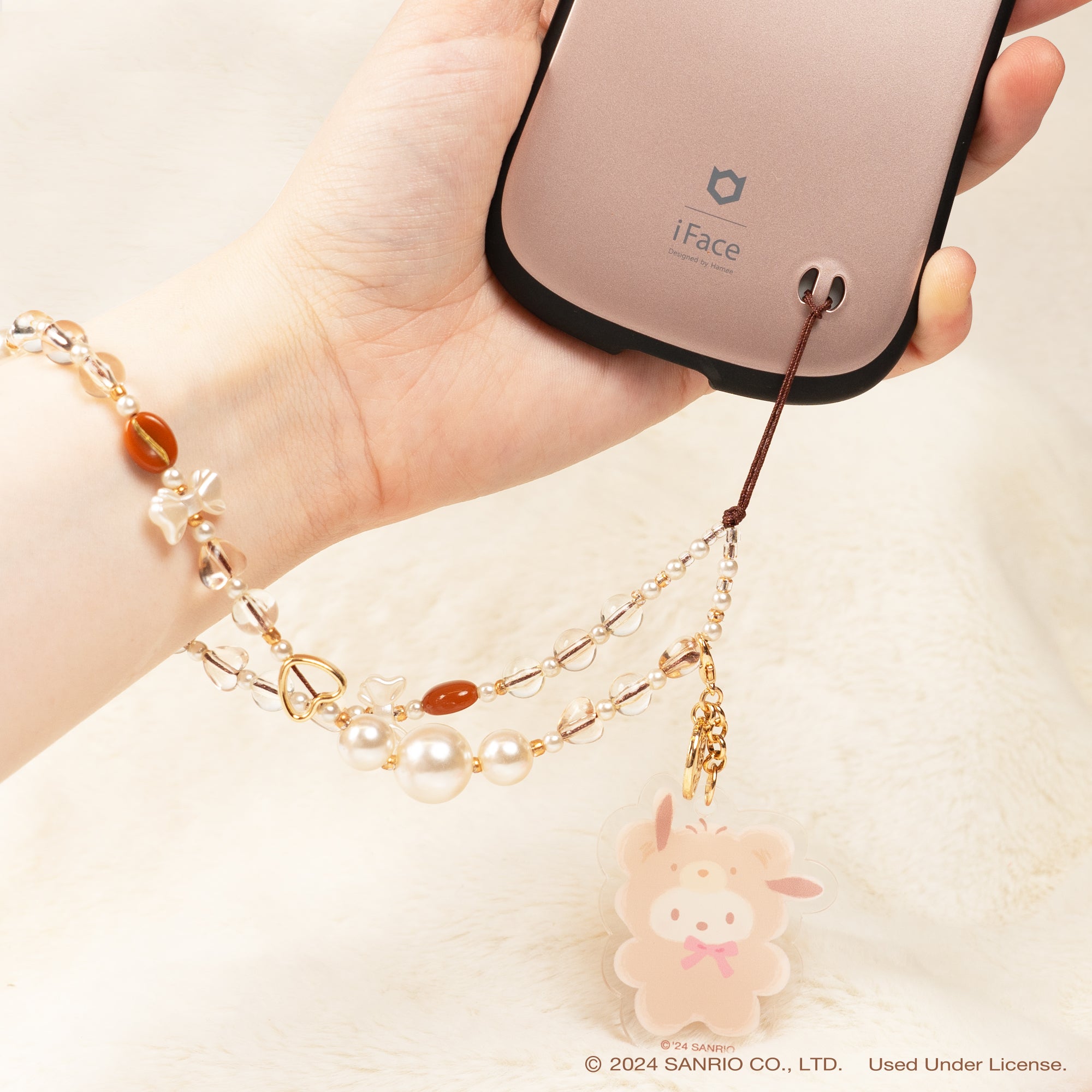 Pochacco Latte Bear Beaded Charm Mobile Phone Wrist Strap - Image 3