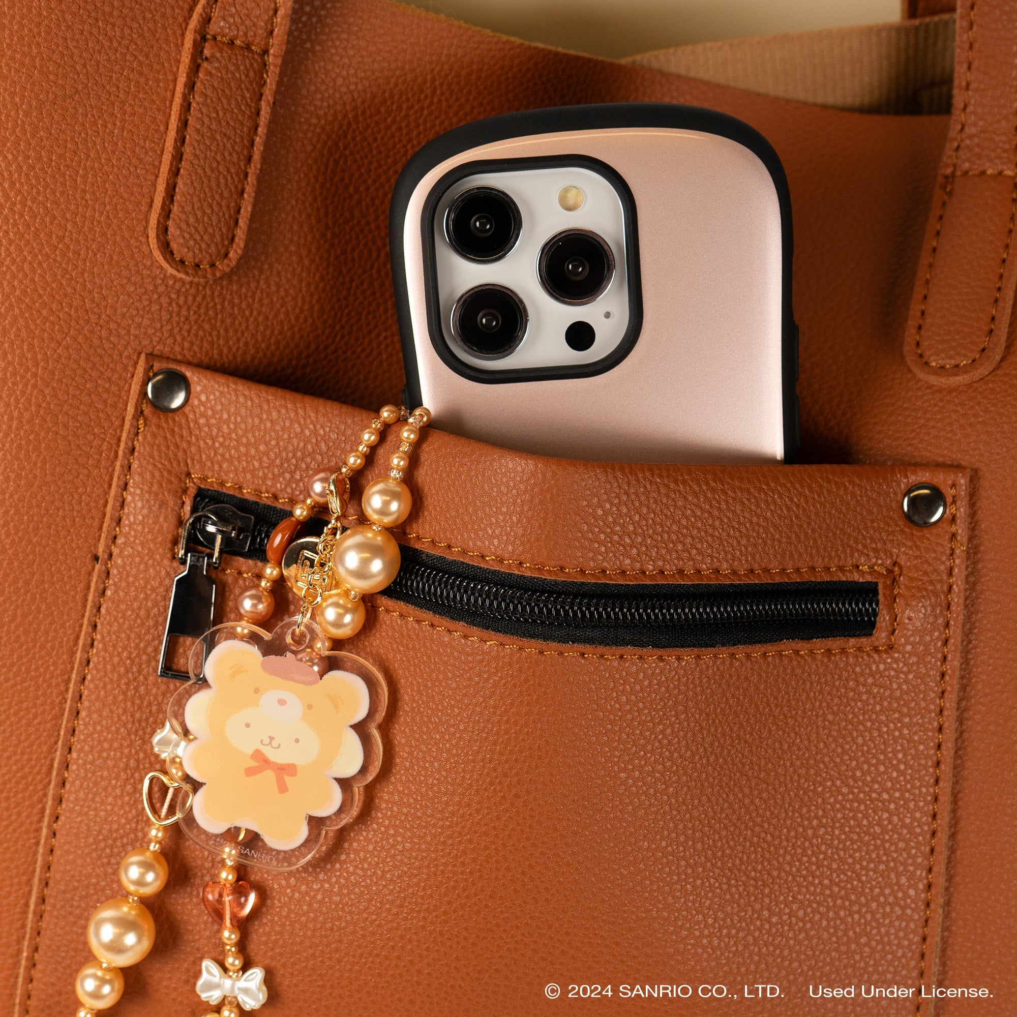 Pompompurin Latte Bear Beaded Charm Mobile Phone Wrist Strap - Image 4