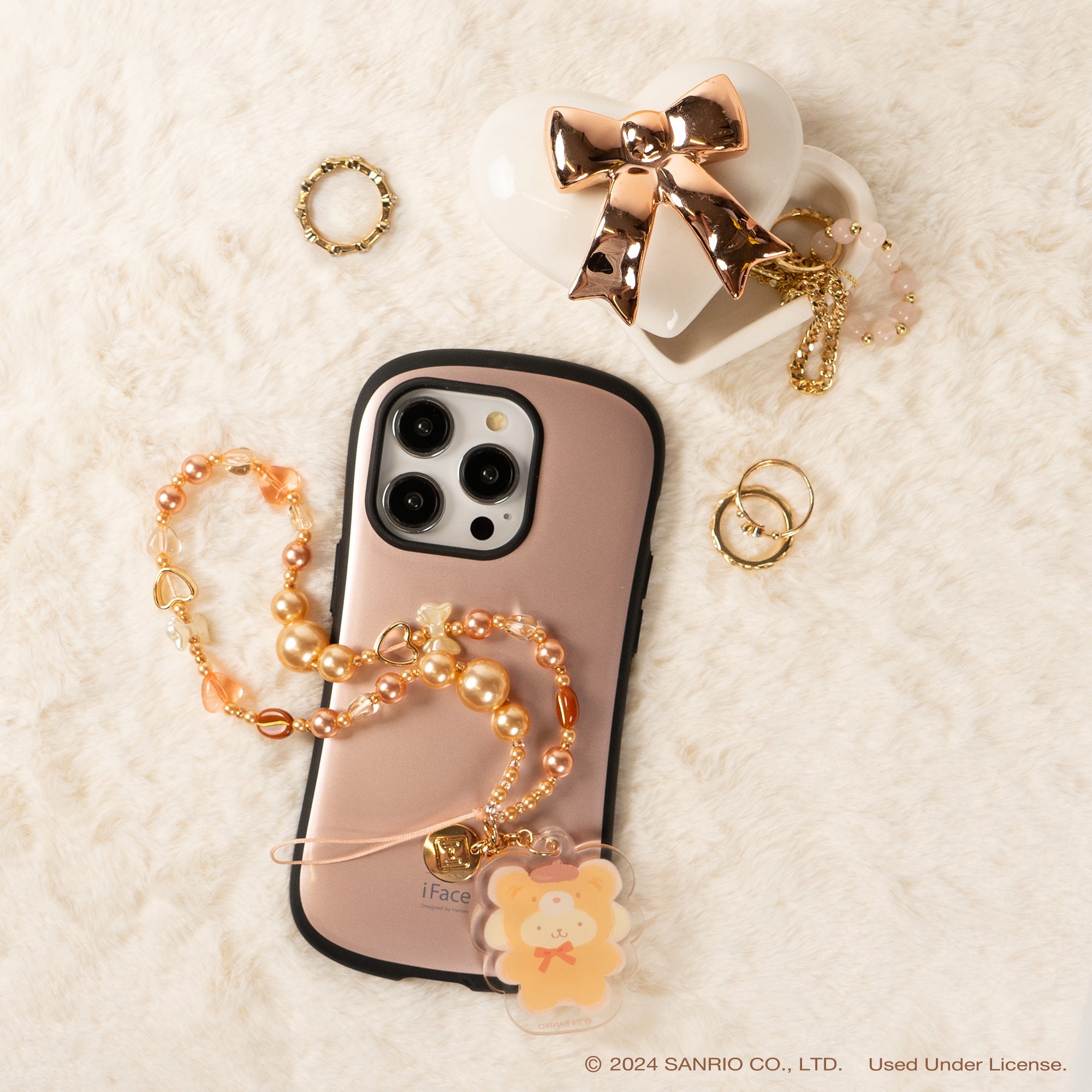 Pompompurin Latte Bear Beaded Charm Mobile Phone Wrist Strap - Image 5