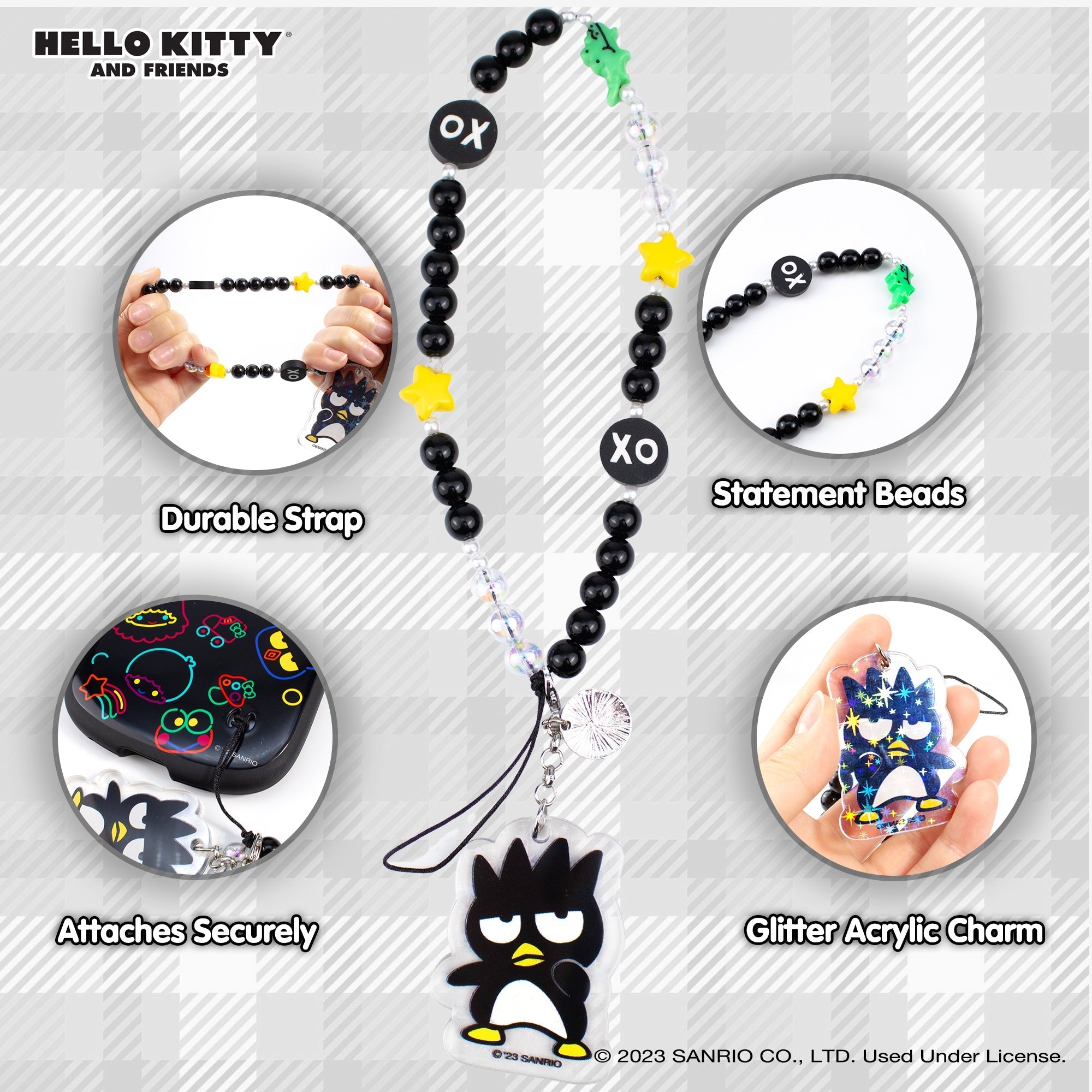 Badtz-maru Beaded Charm Mobile Phone Wrist Strap - Image 2