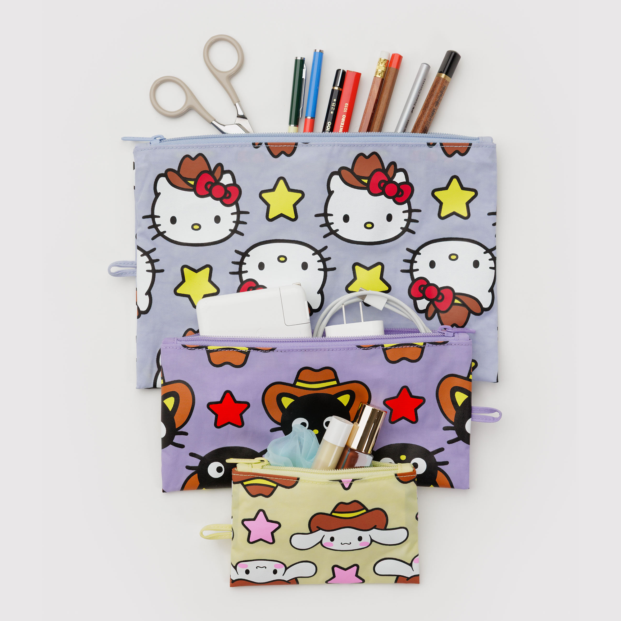 Hello Kitty and Friends x Baggu 3-pc Flat Pouch Set (Western) - Image 2