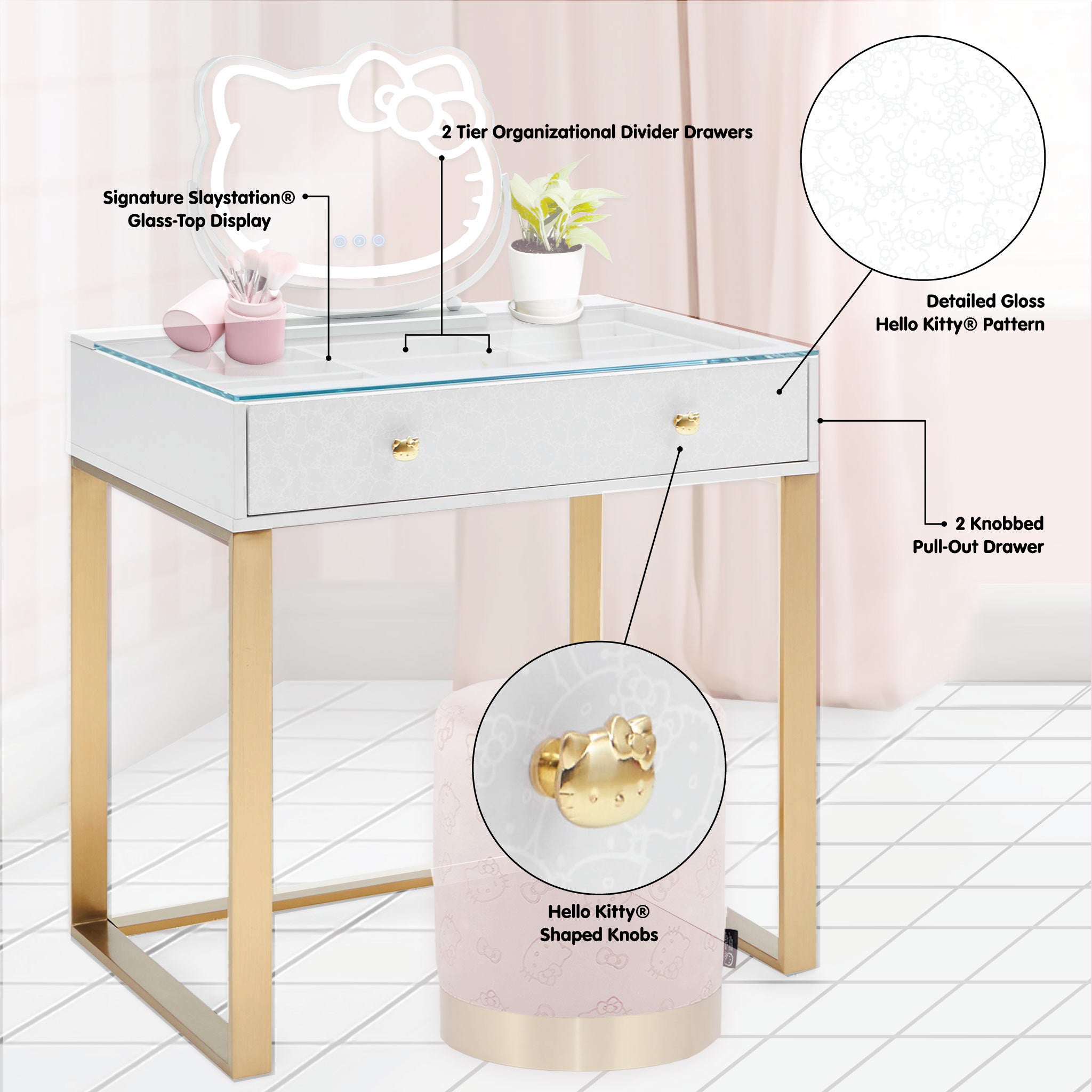 Hello Kitty x Impressions Vanity SlayStation Mini Vanity Table - Image 4