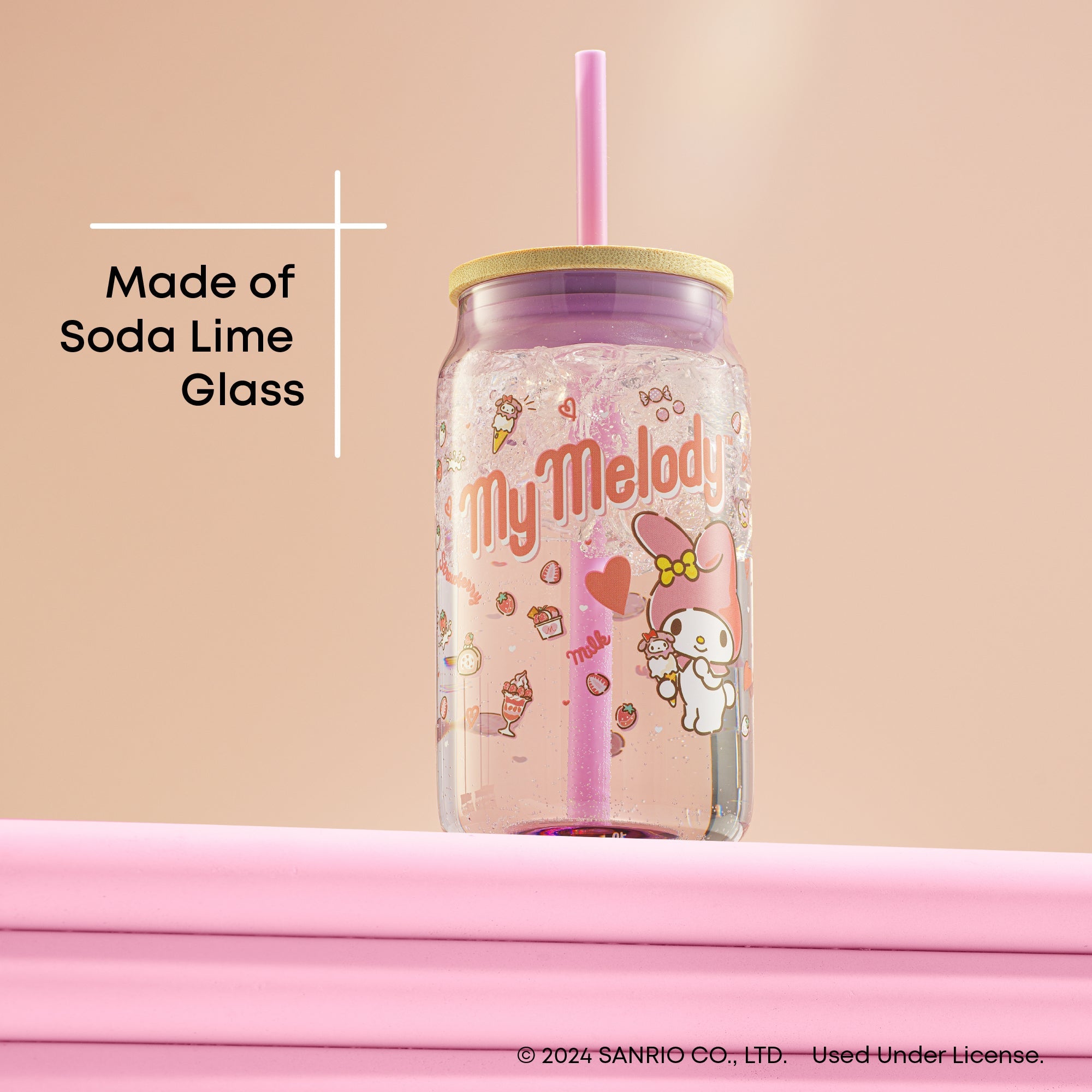 My Melody Favorite Flavor Lidded Glass Tumbler - Image 4