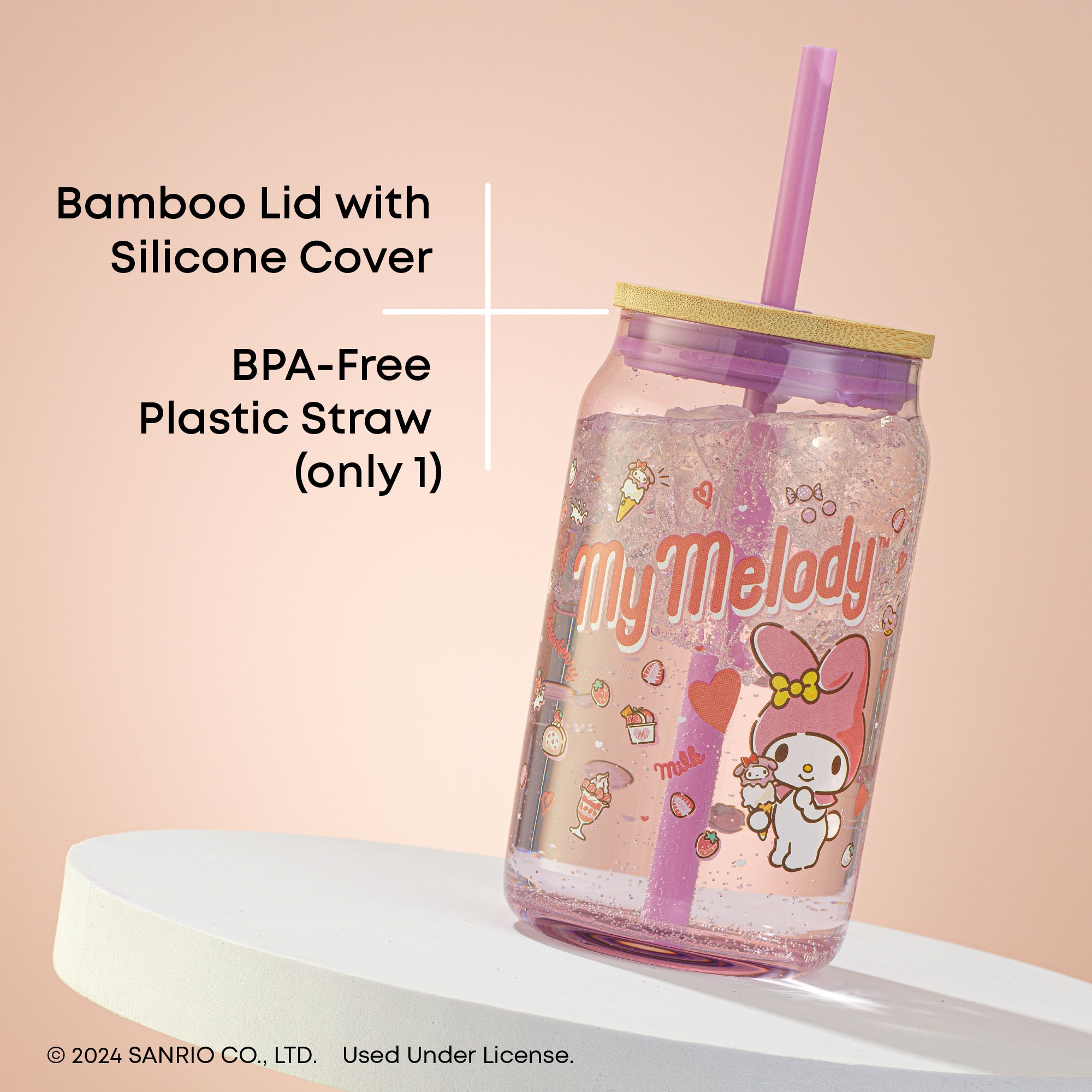 My Melody Favorite Flavor Lidded Glass Tumbler - Image 6