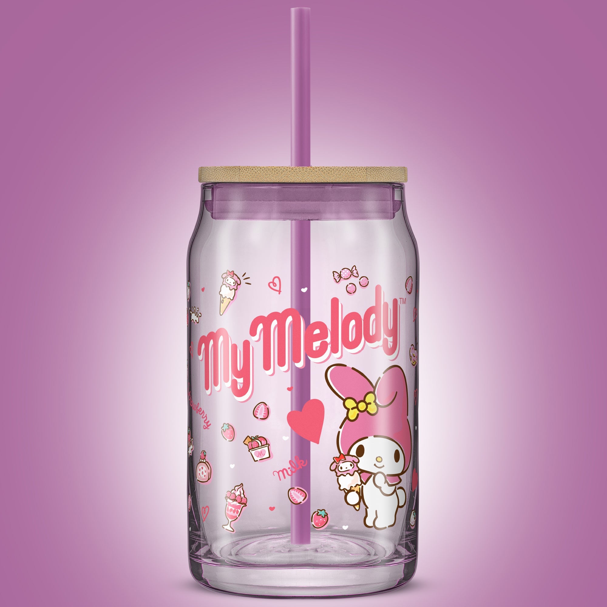 My Melody Favorite Flavor Lidded Glass Tumbler - Image 2