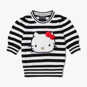 Hello Kitty x Kate Spade New York Striped Puff Sleeve Intarsia Sweater