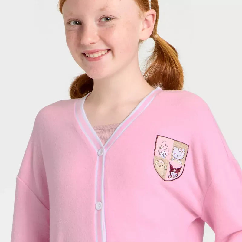 Hello Kitty and Friends Girls Chenille Patch Fleece Cardigan - Image 2