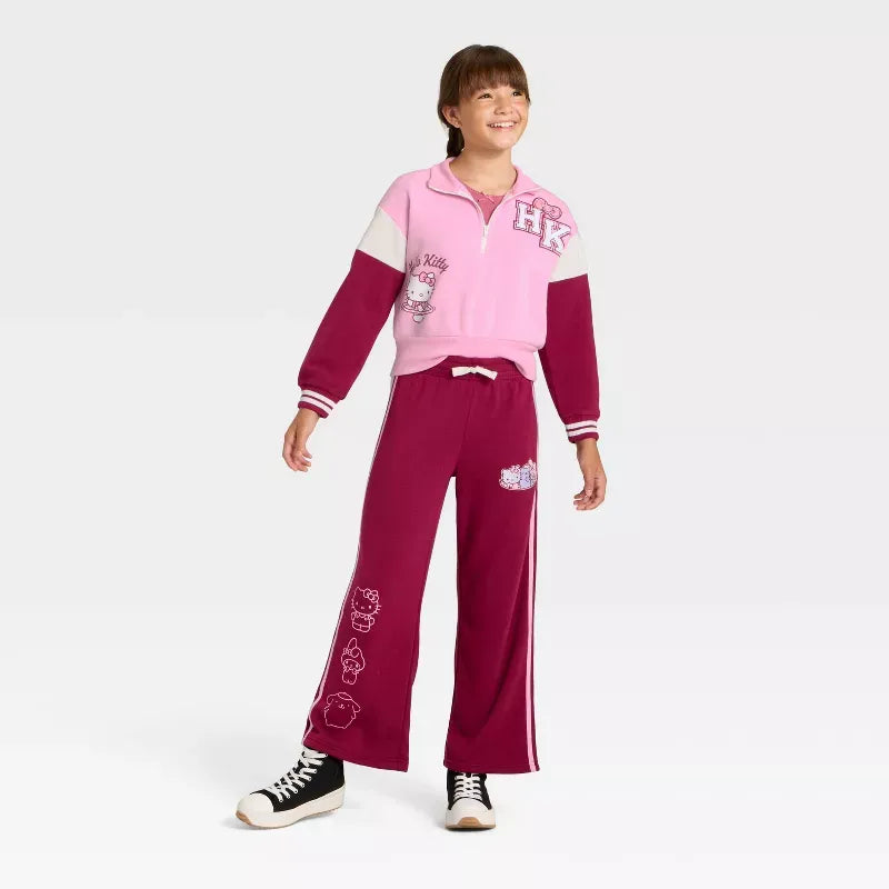 Hello Kitty Girls Quarter-Zip Fleece Varsity Sweatshirt - Image 3