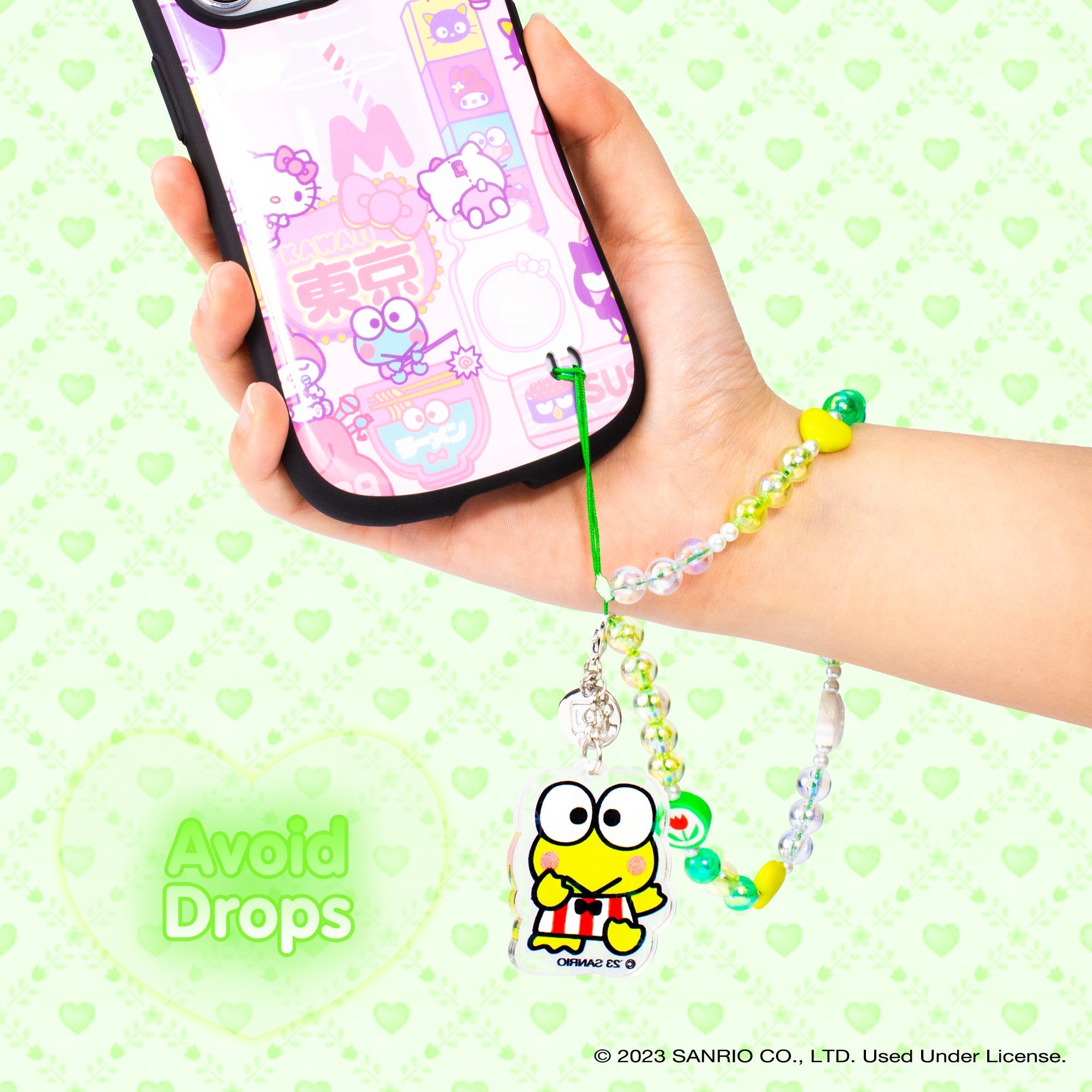 Keroppi Beaded Charm Mobile Phone Wrist Strap - Image 2