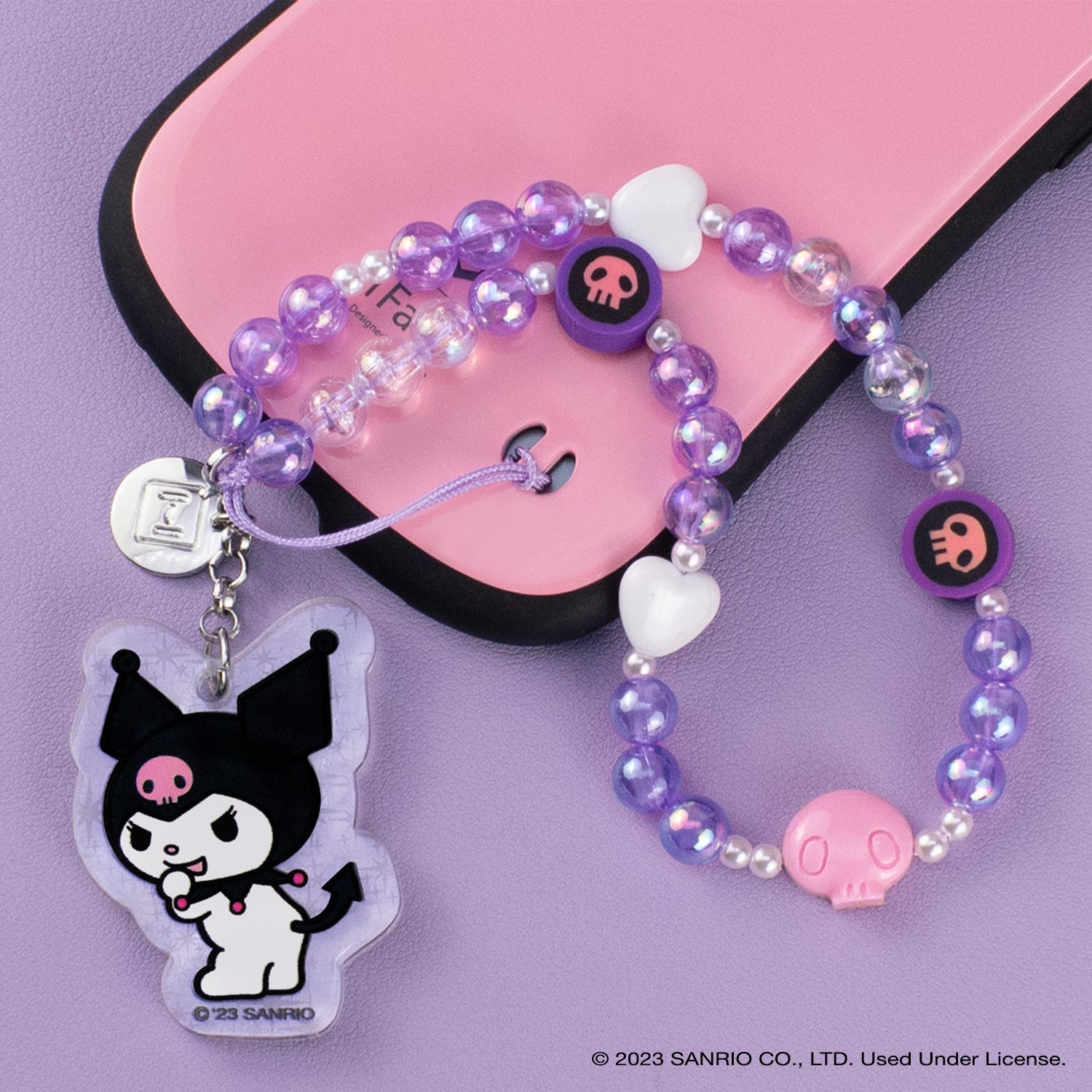 Kuromi Beaded Charm Mobile Phone Wrist Strap - Image 4