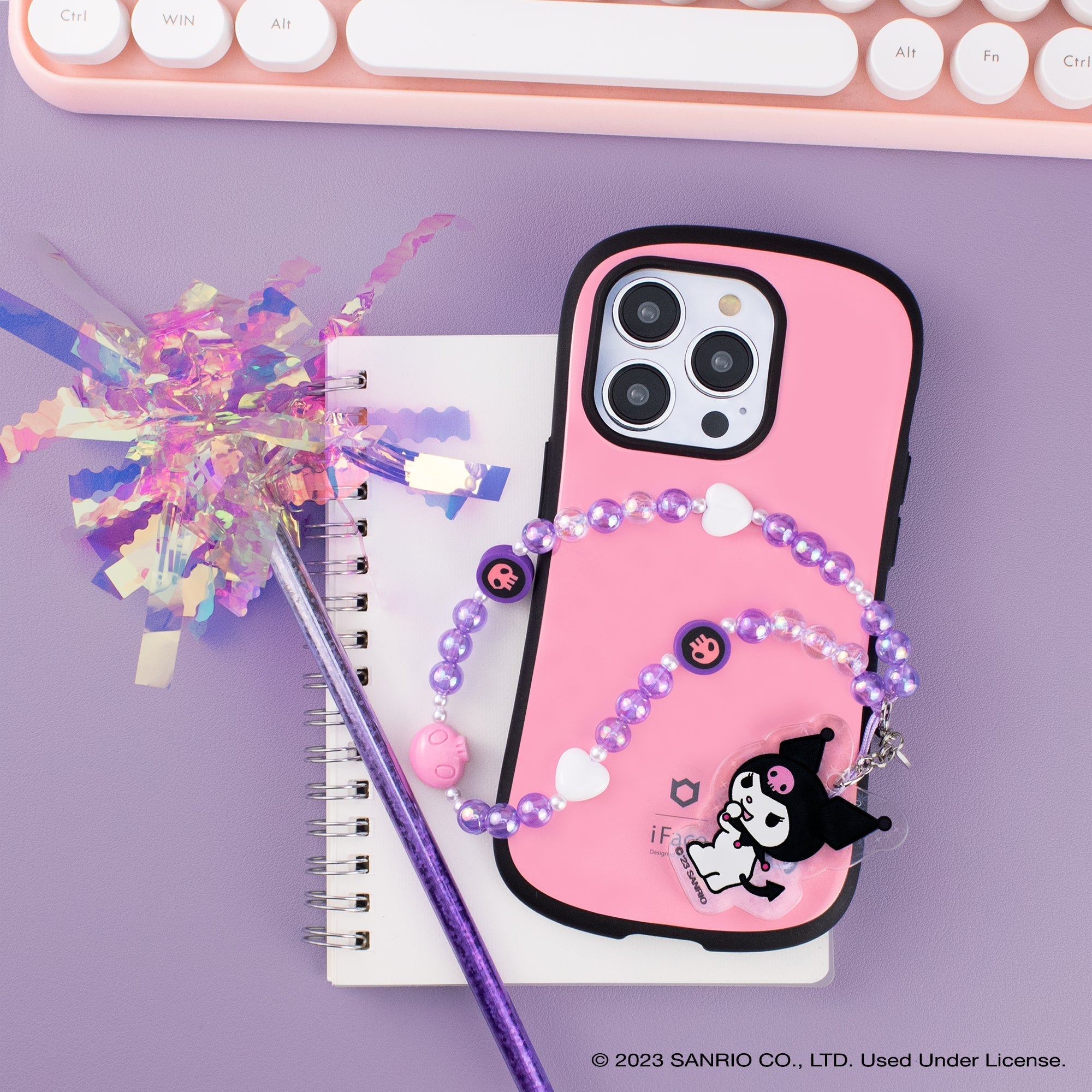 Kuromi Beaded Charm Mobile Phone Wrist Strap - Image 5