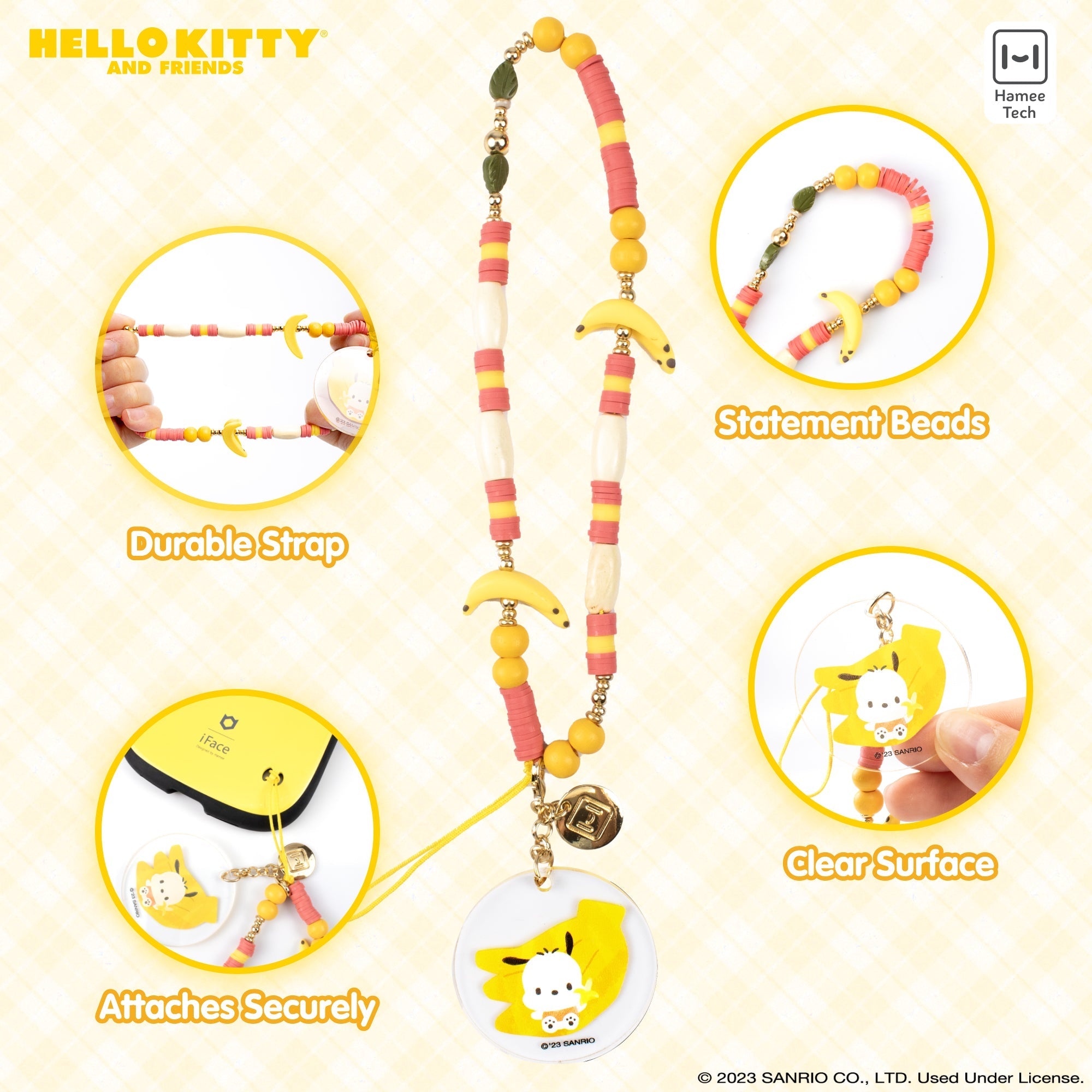 Pochacco Banana Beaded Charm Mobile Phone Wrist Strap - Image 2
