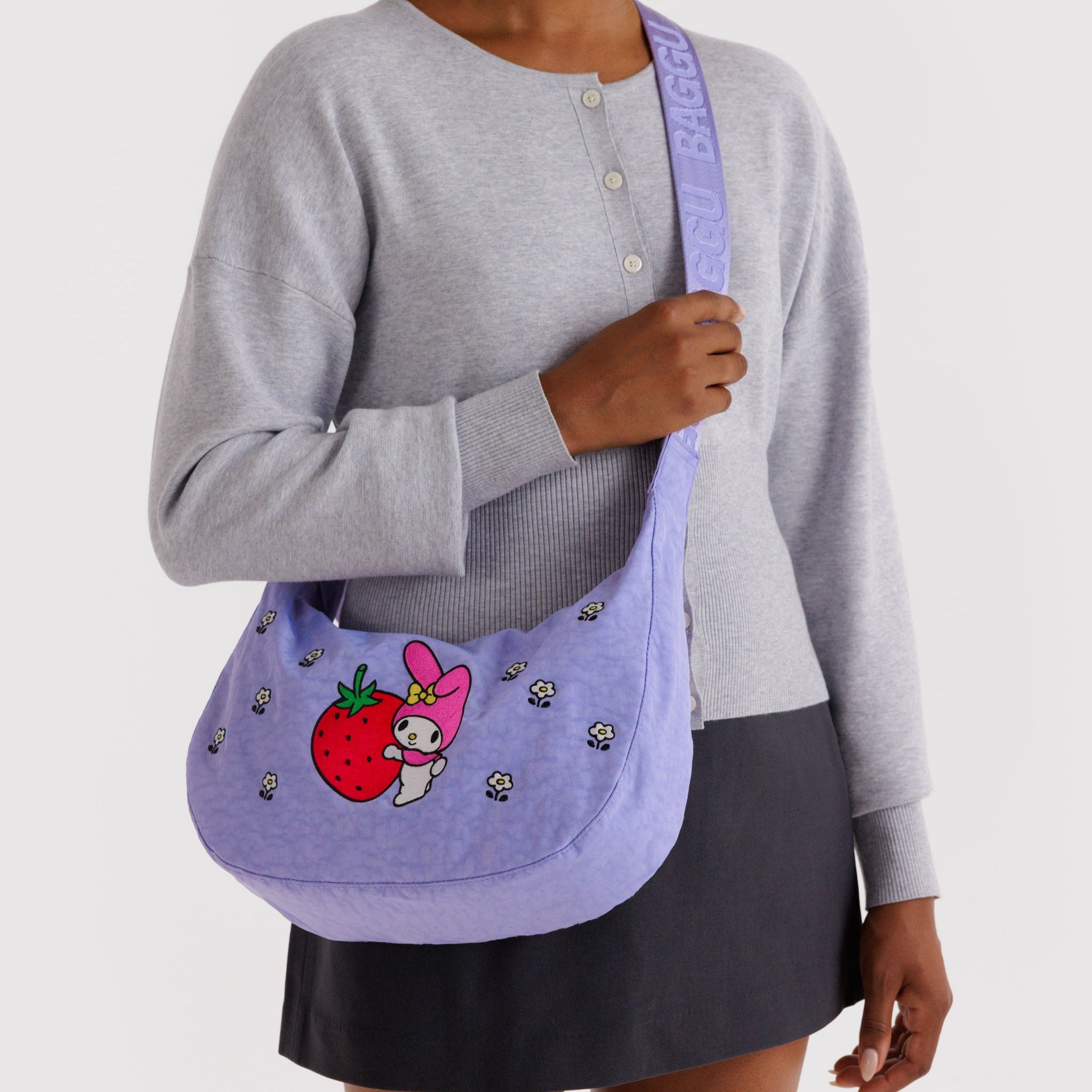 My Melody x Baggu Embroidered Nylon Crescent Bag - Image 2