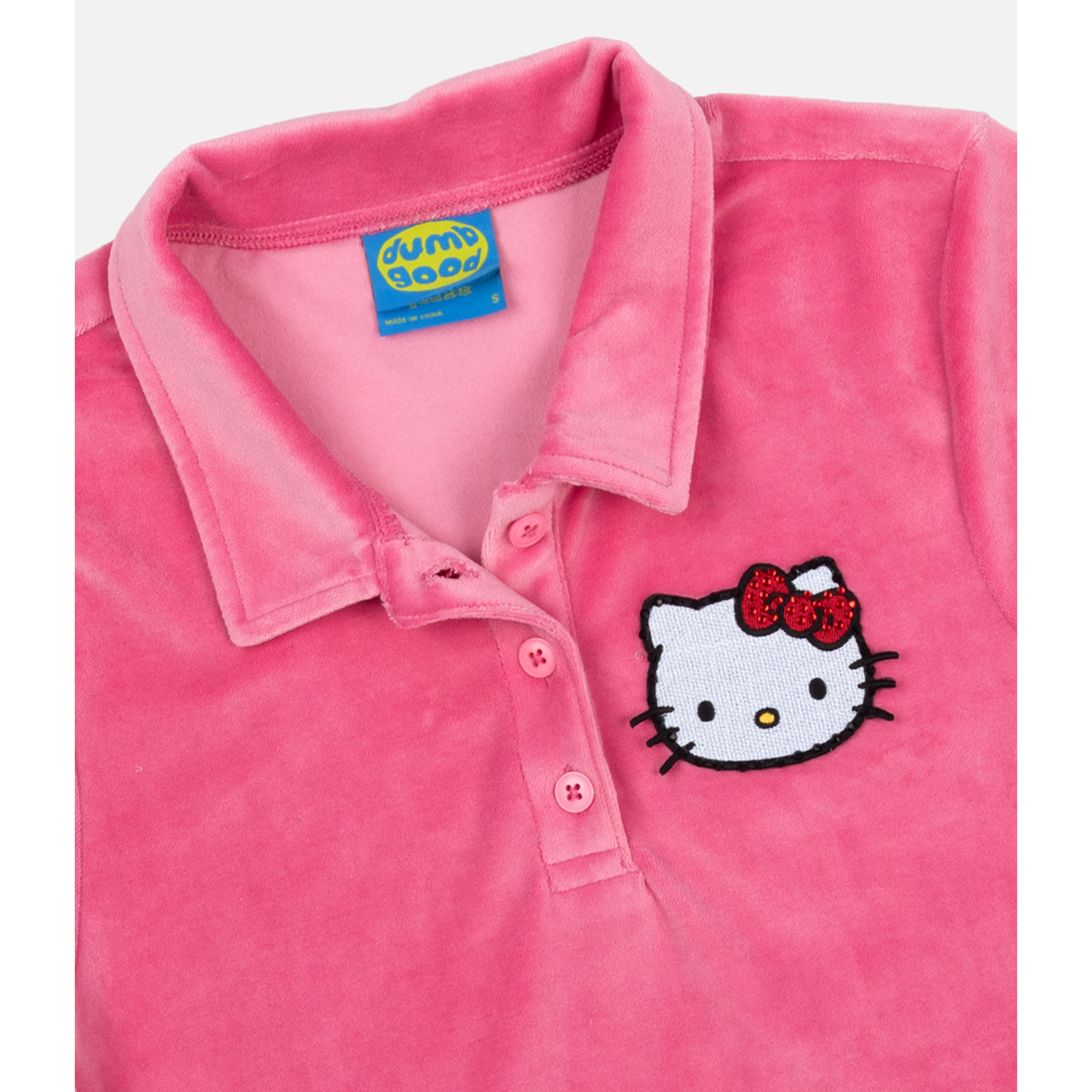 Hello Kitty x Dumbgood Velour Cropped Polo (50th Anniv.) - Image 4
