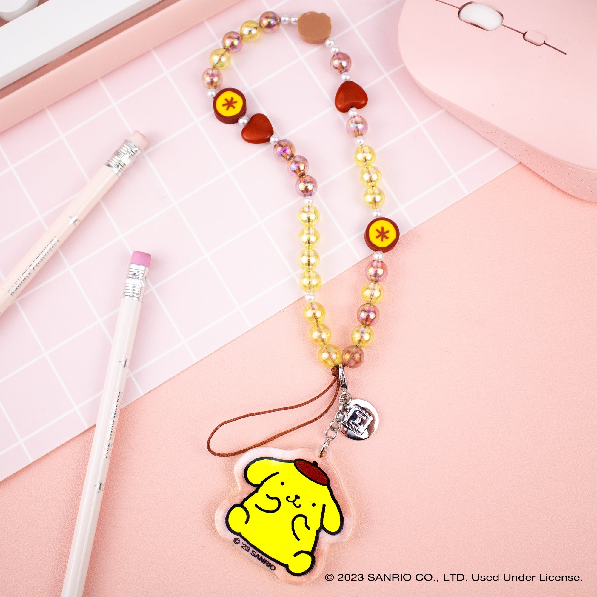 Pompompurin Beaded Charm Mobile Phone Wrist Strap - Image 3