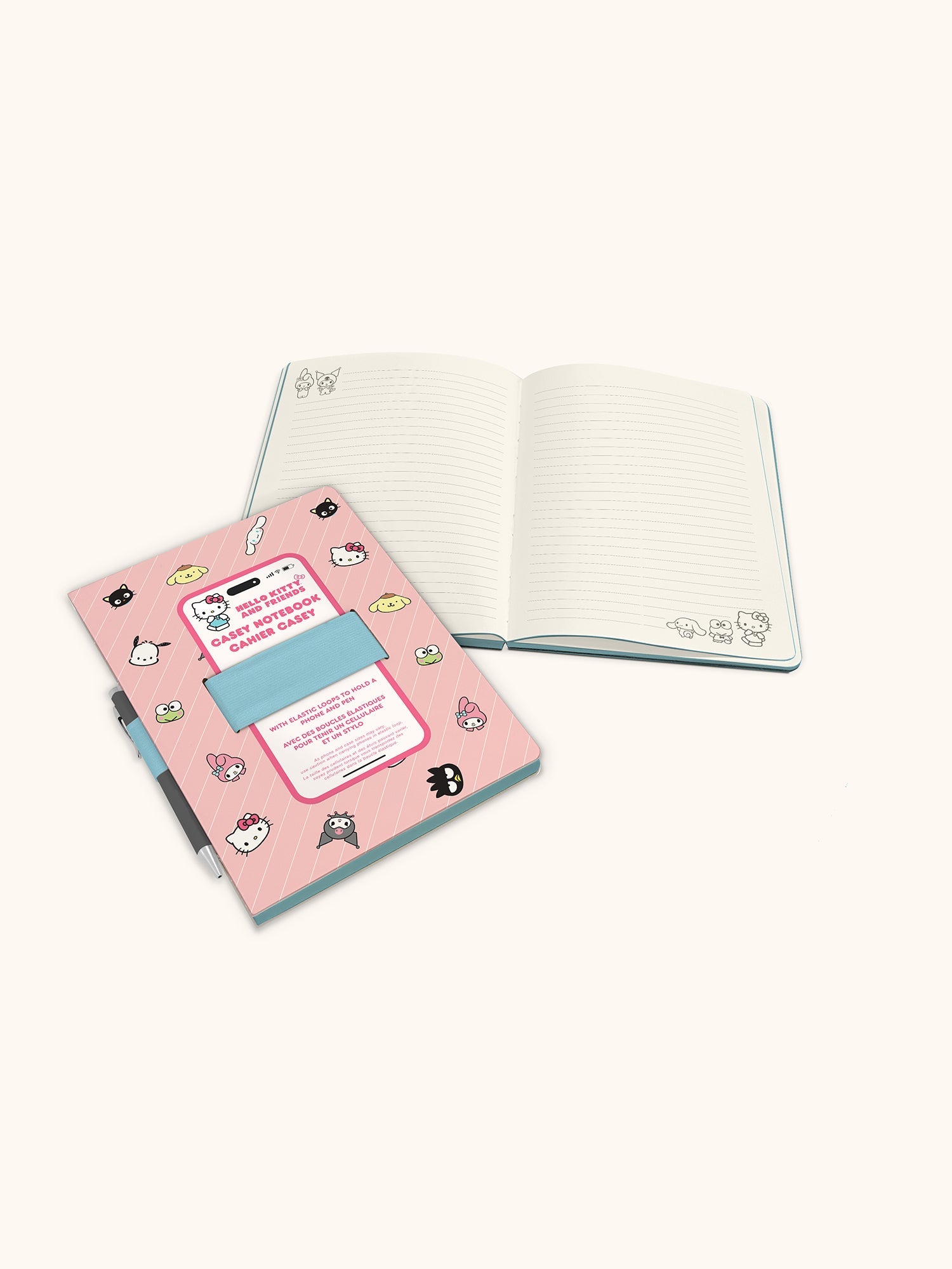 Hello Kitty and Friends x Studio Oh! Pink Pinstripe Casey Notebook with Phone Loop - Image 2