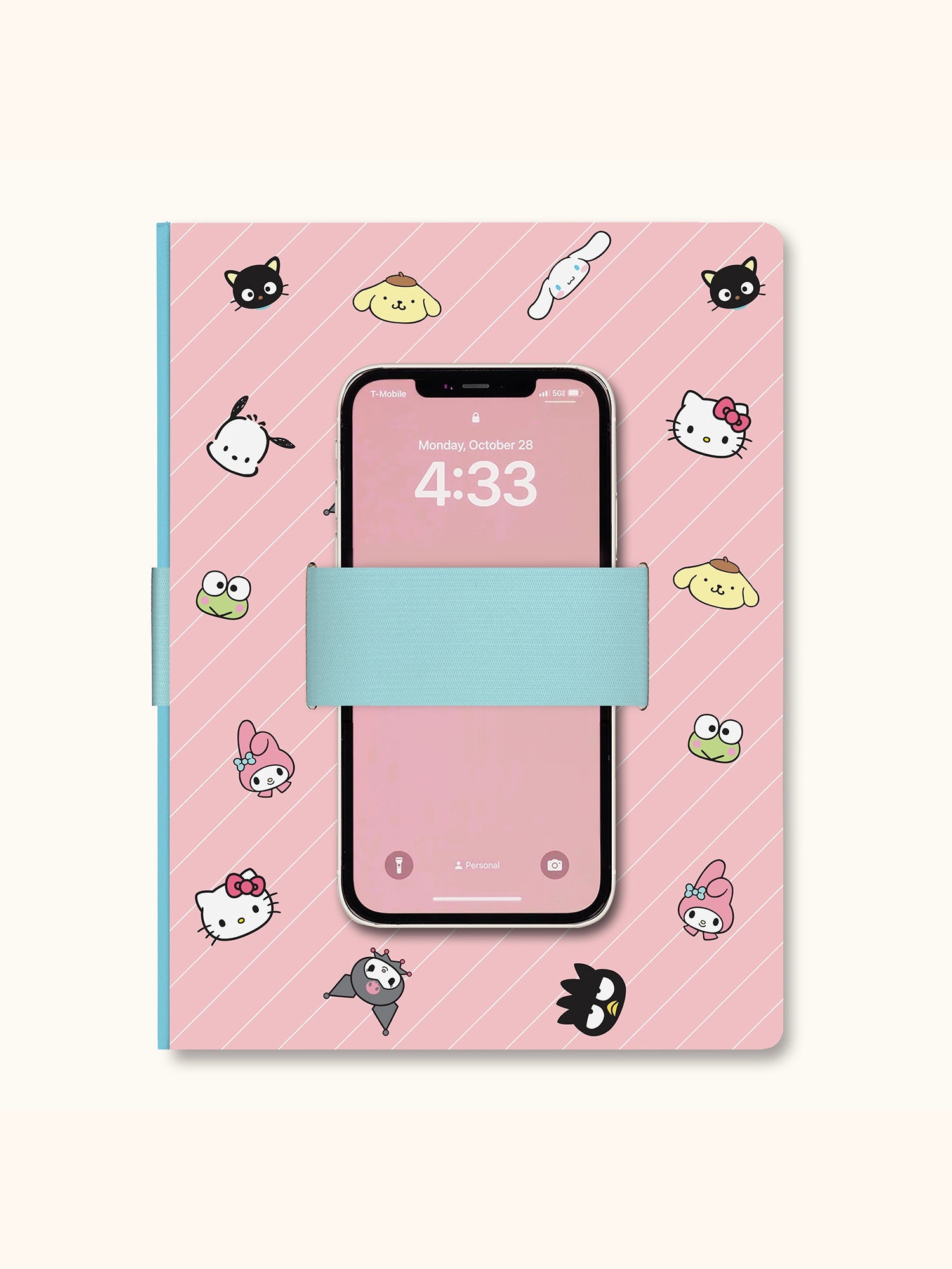 Hello Kitty and Friends x Studio Oh! Pink Pinstripe Casey Notebook with Phone Loop - Image 3