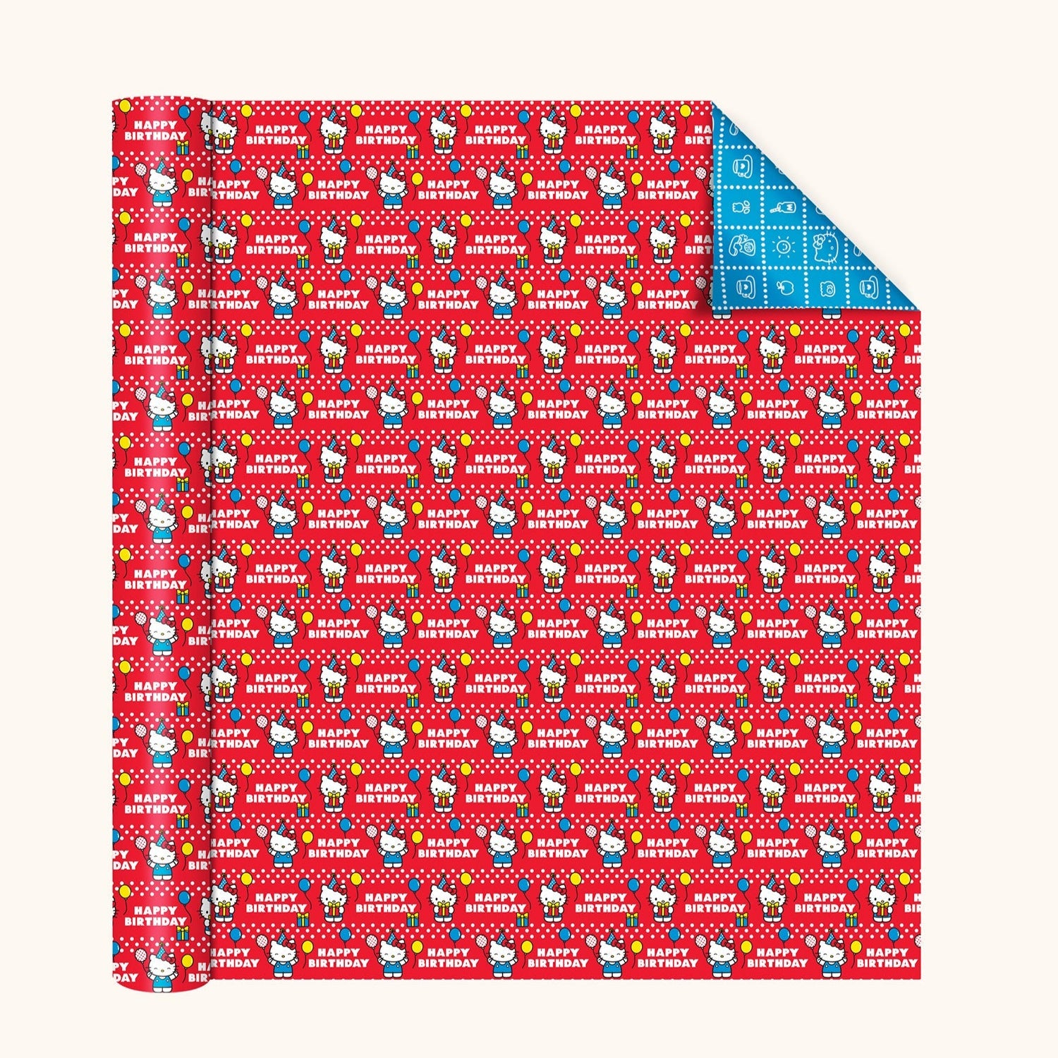 Hello Kitty x Studio Oh! Retro Red Reversible Gift Wrap - Image 2