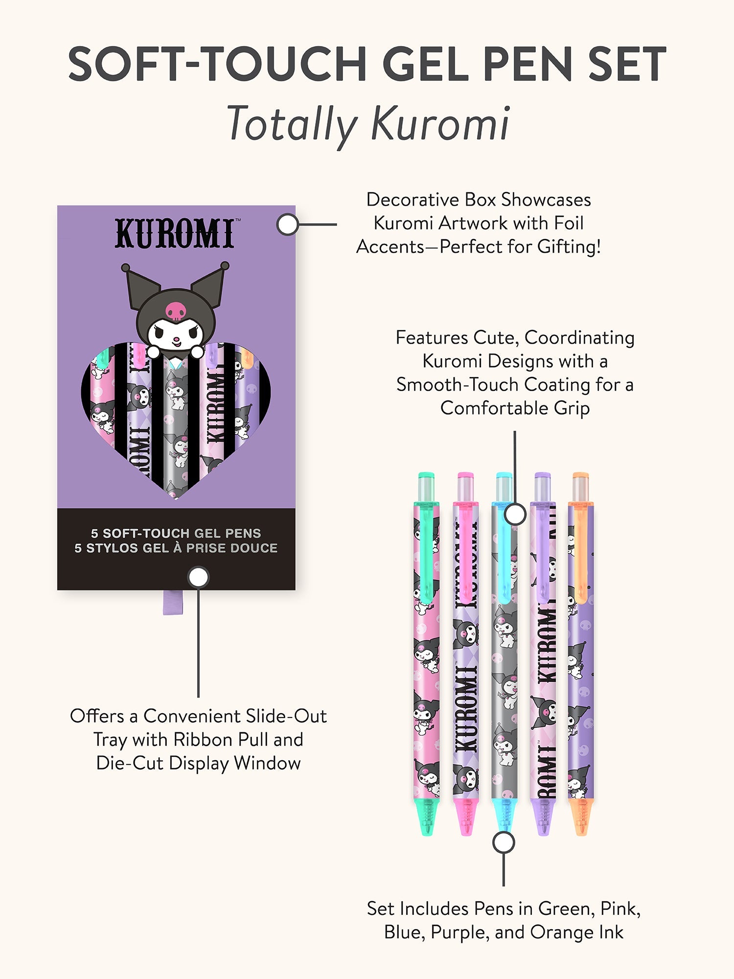 Kuromi x Studio Oh! Soft-Touch Gel Pen Set - Image 5