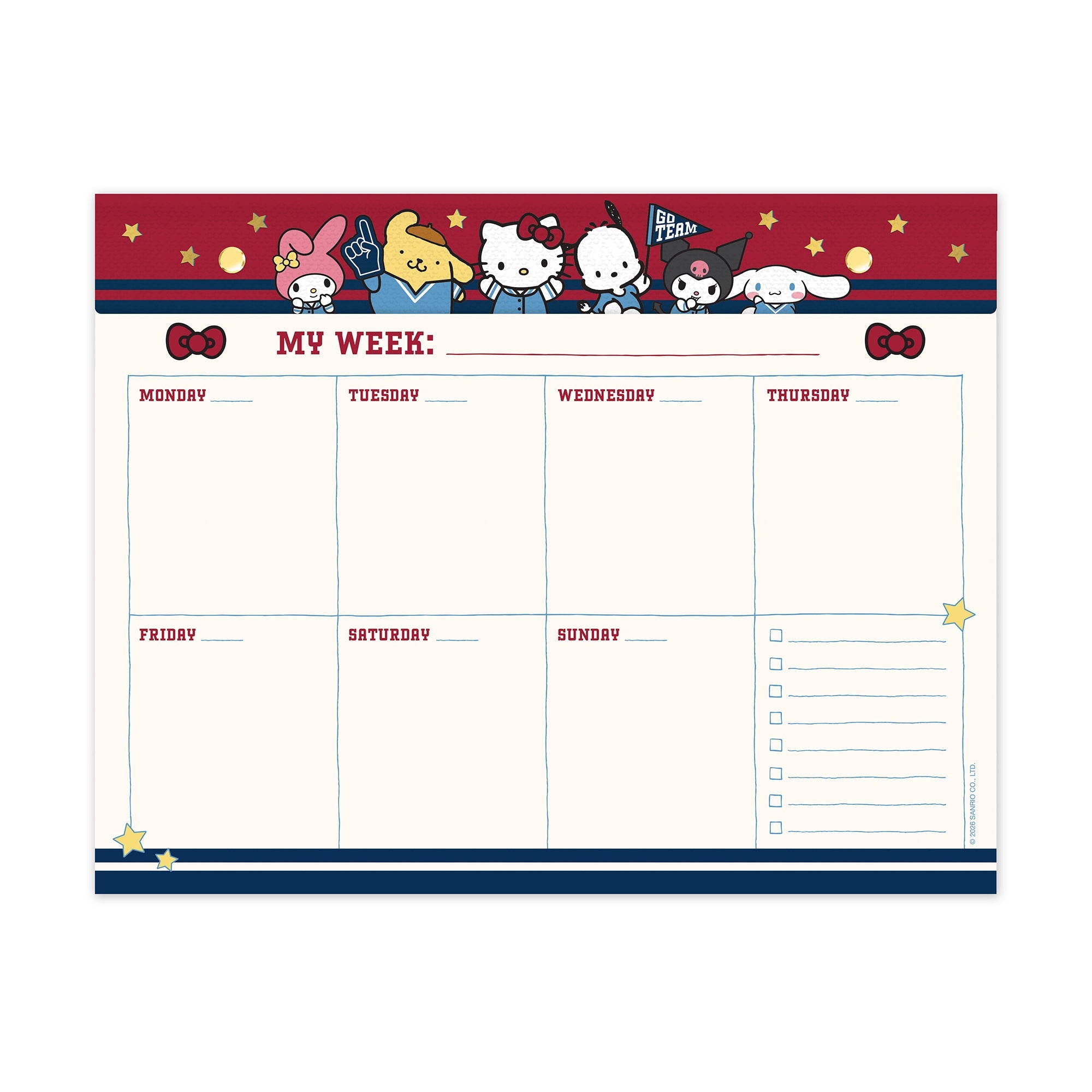 Hello Kitty and Friends x Studio Oh! Varsity Weekly Desk Pad