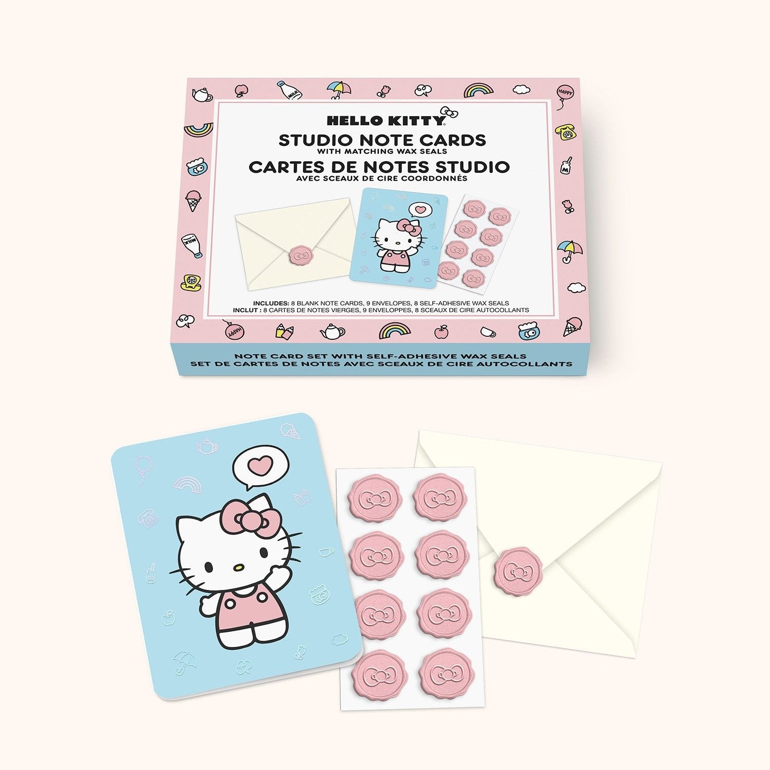 Hello Kitty x Studio Oh! Classic Pink 25-Pc Note Cards & Wax Seals Set - Image 2
