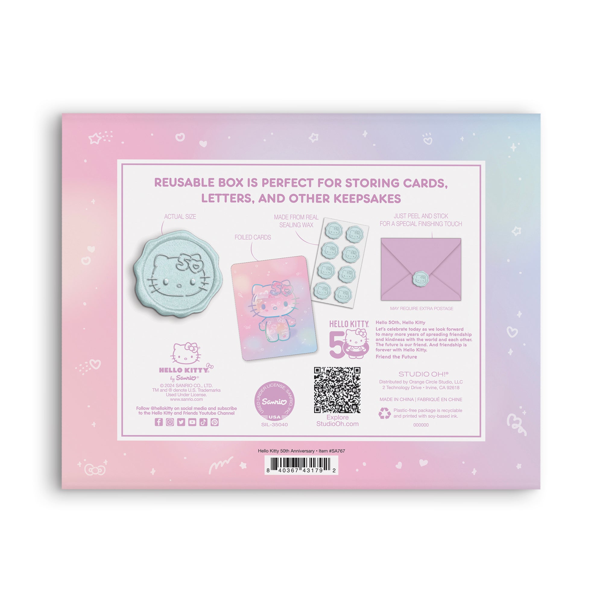Hello Kitty x Studio Oh! 50th Anniversary 25-Pc Note Cards & Wax Seals Set - Image 5